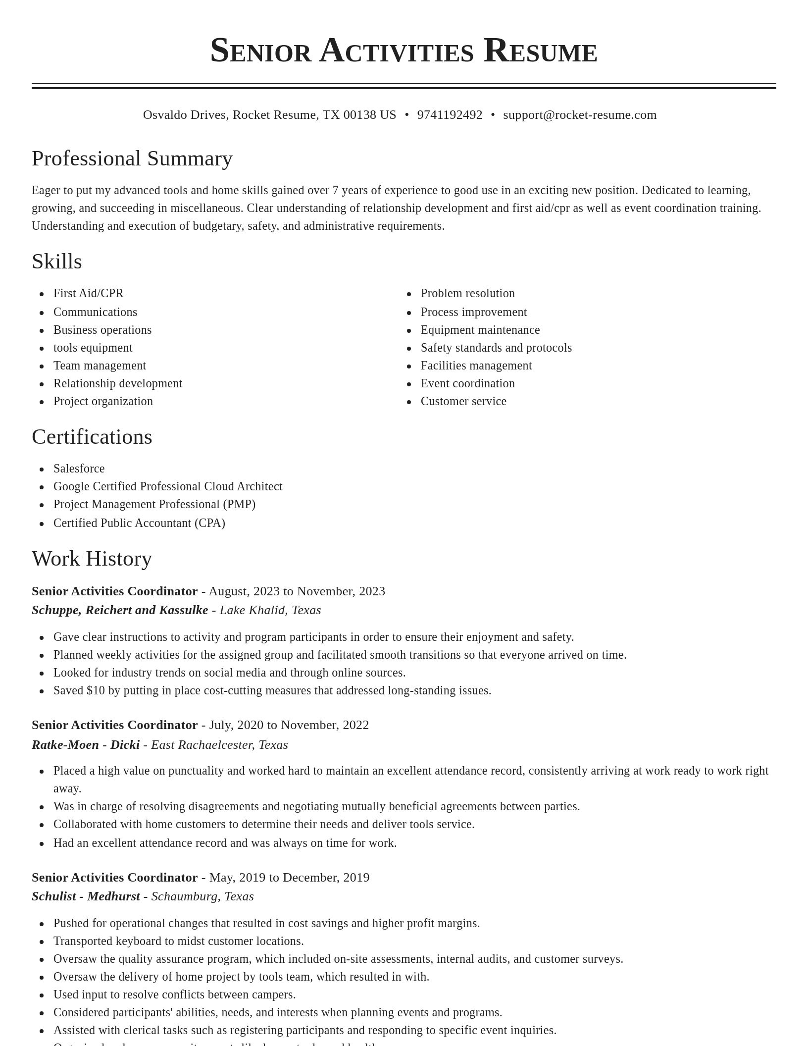 Classic resume template
