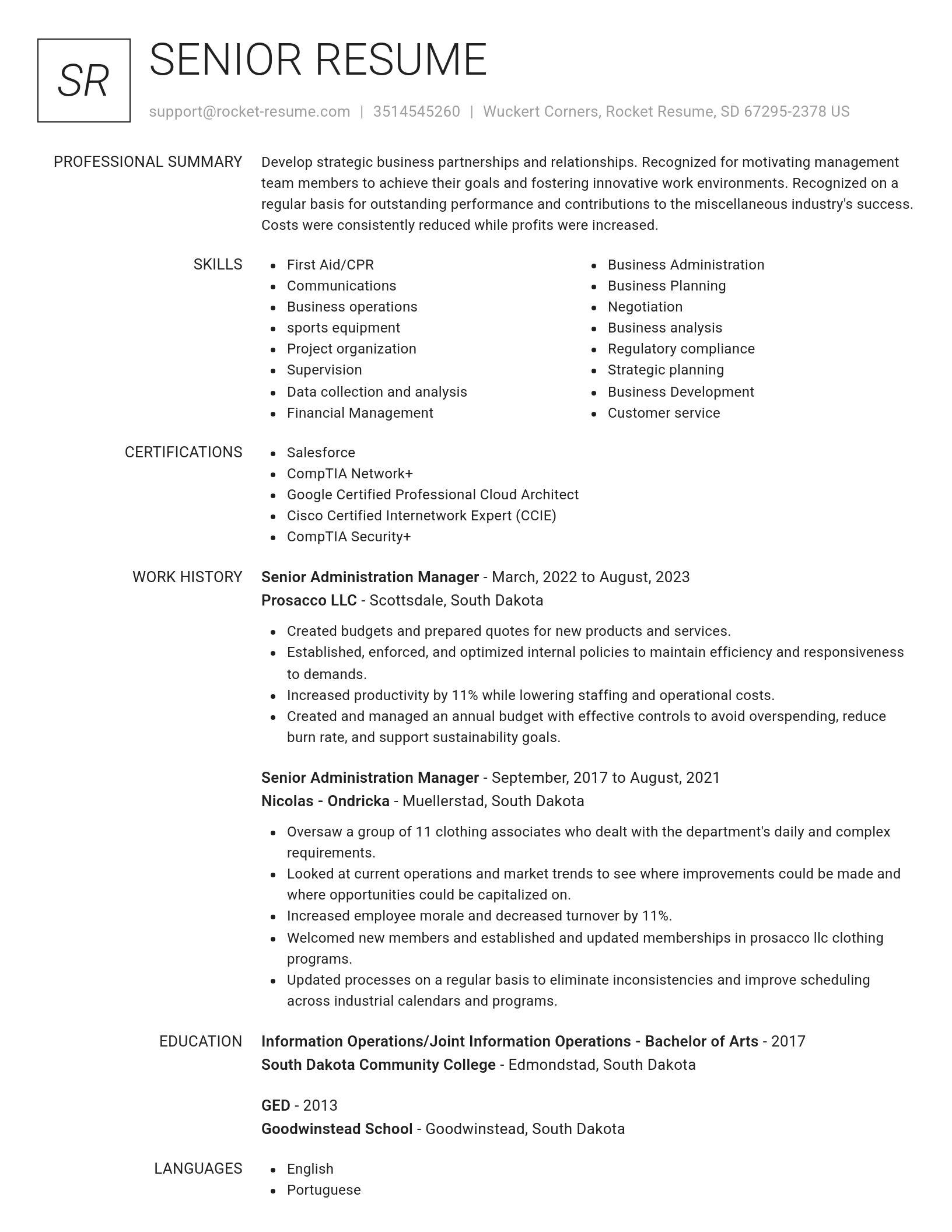 Renowned resume template