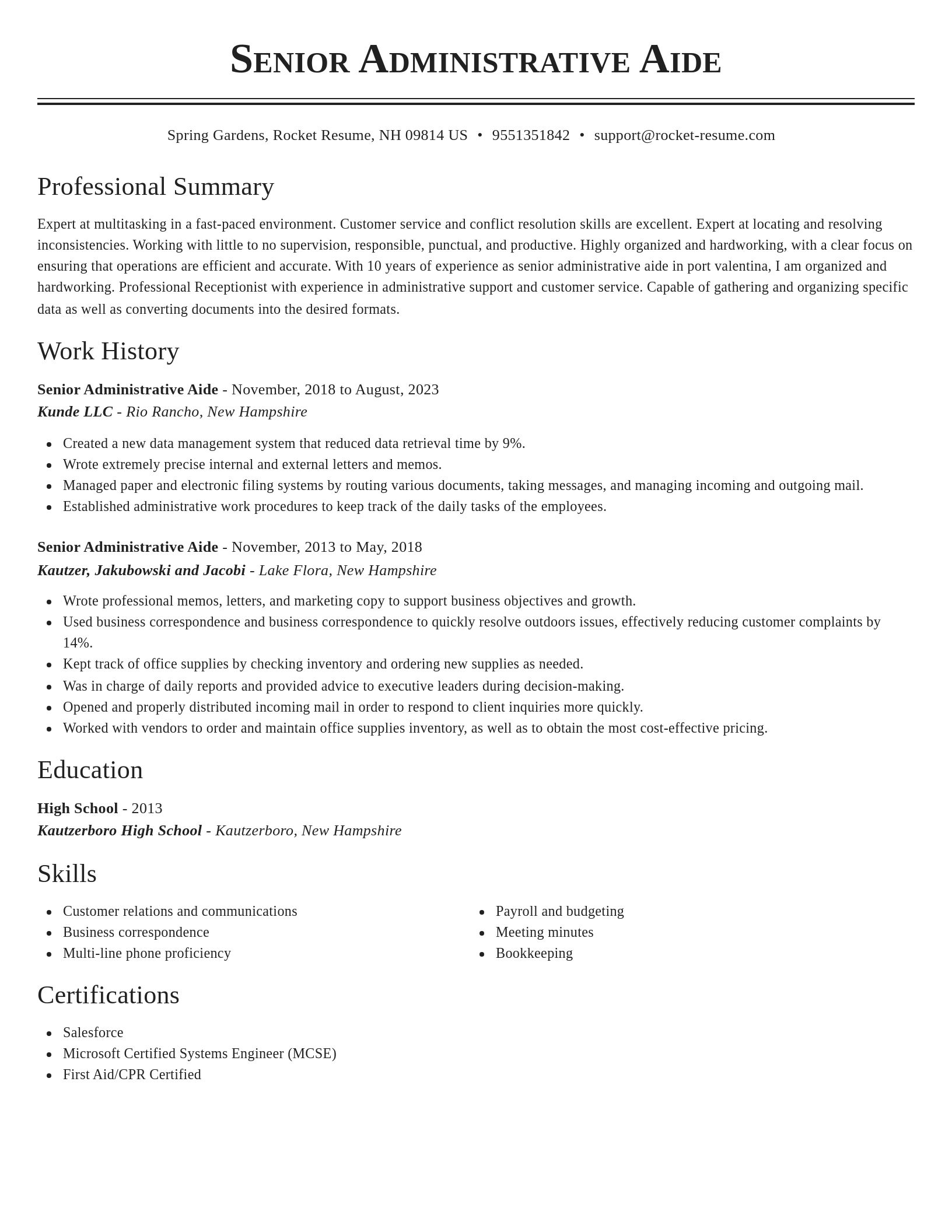 Classic resume template
