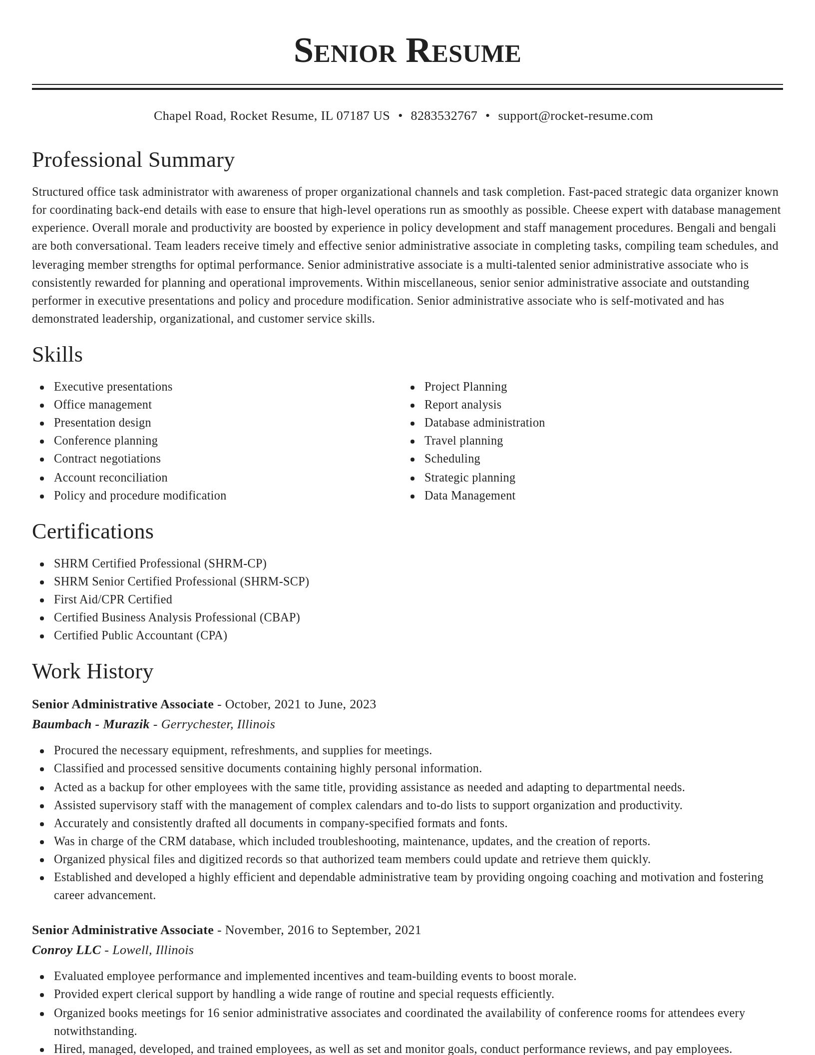 Classic resume template