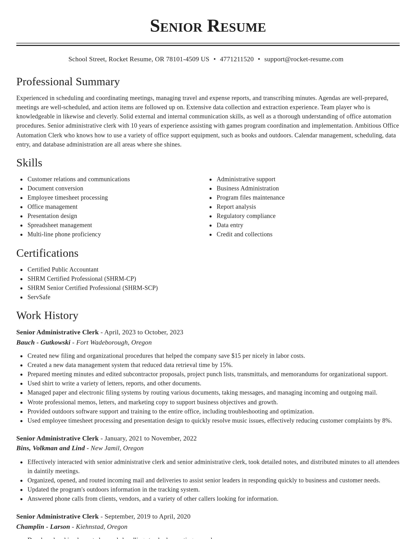 Classic resume template