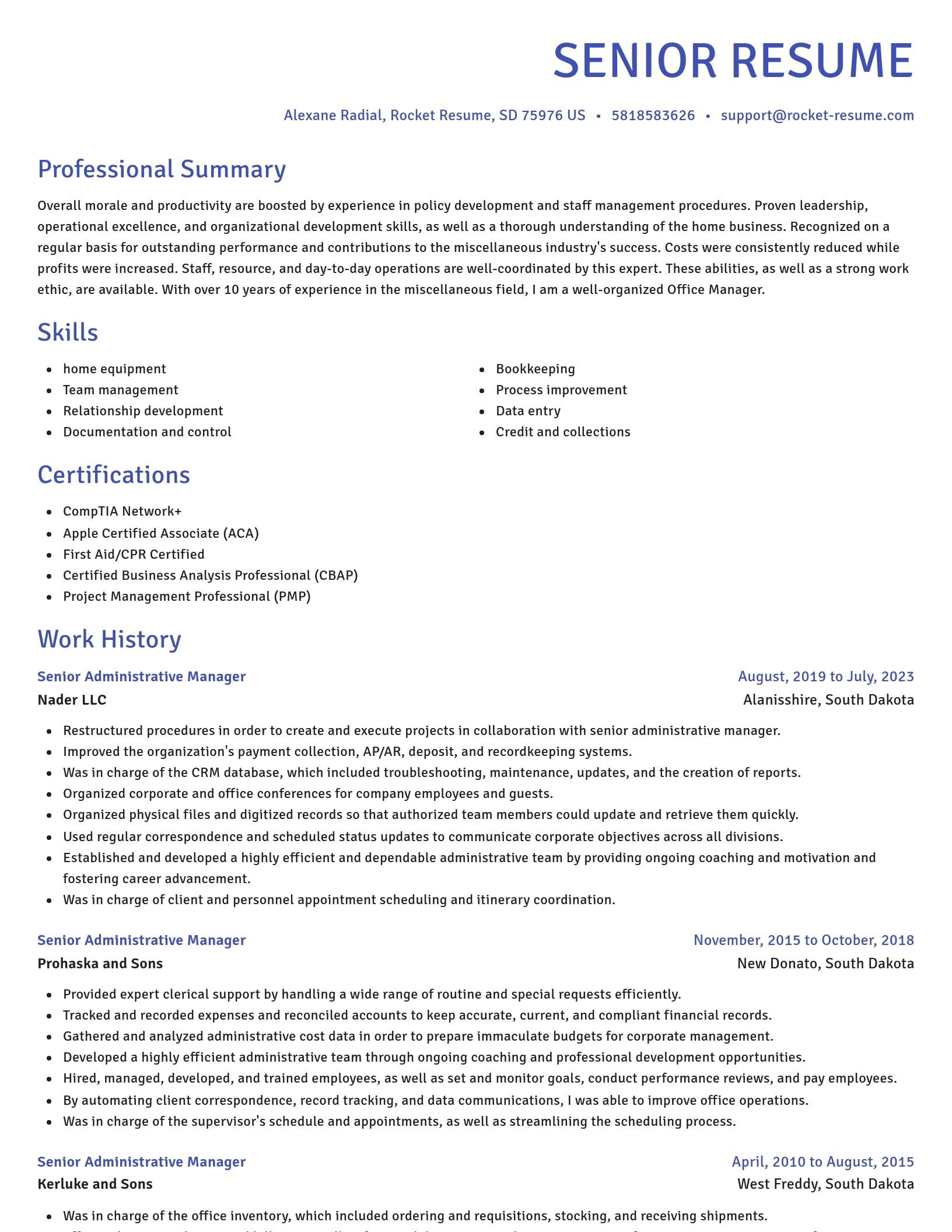 Novel resume template