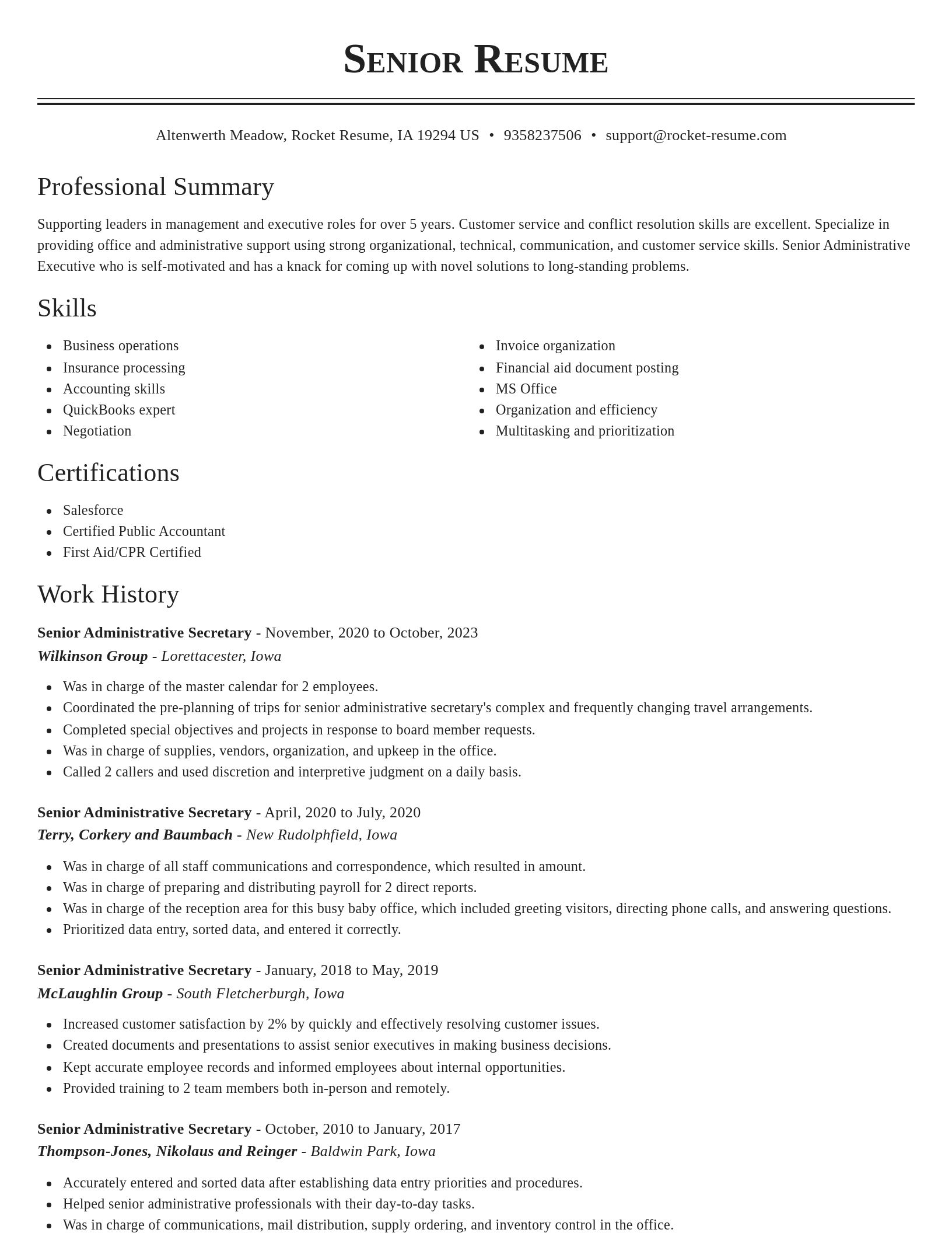 Classic resume template