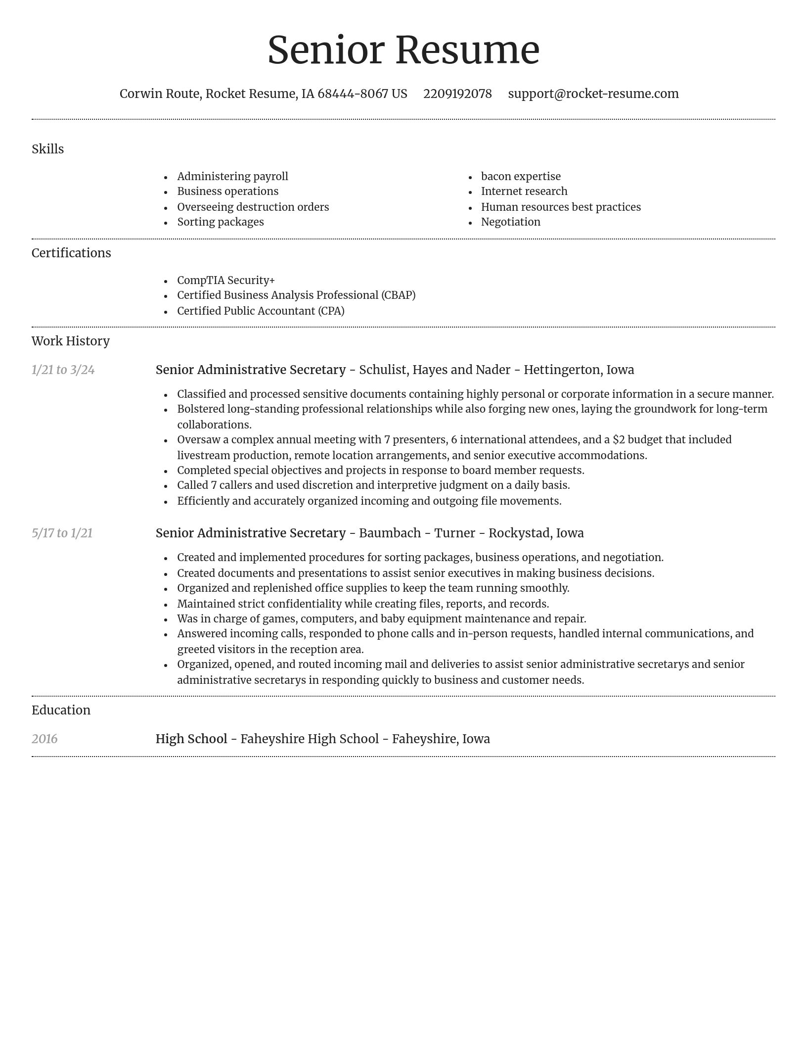 Dignified resume template