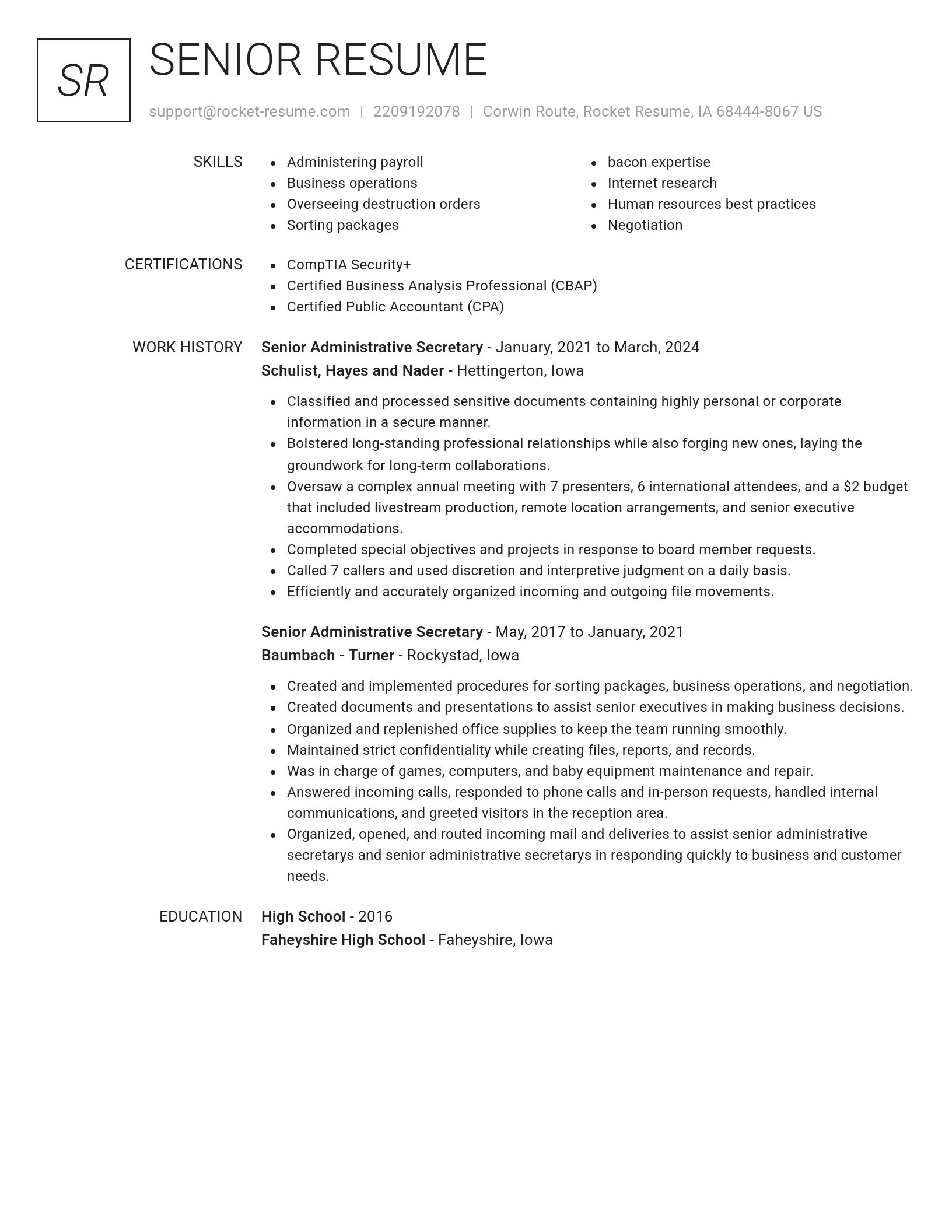 Renowned resume template