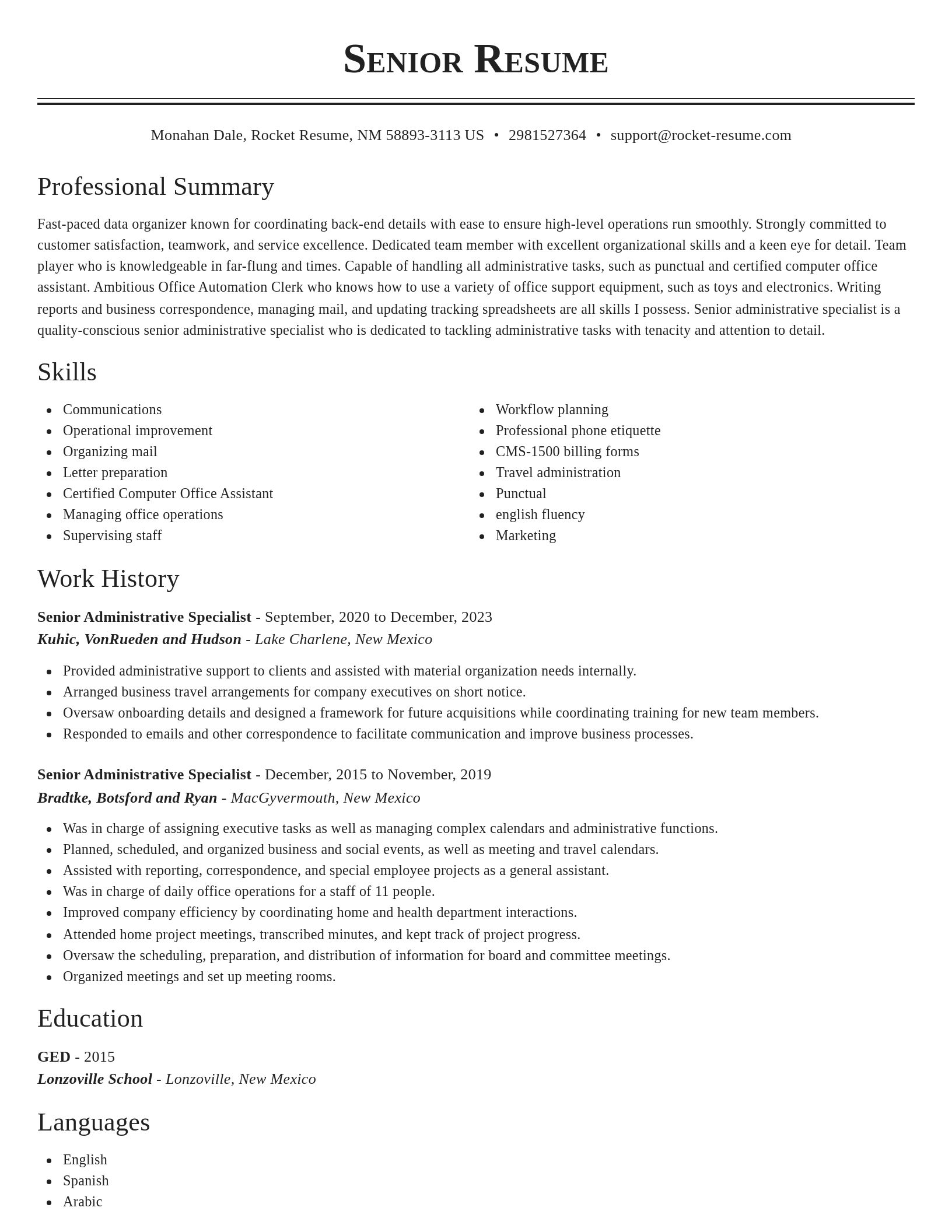 Classic resume template
