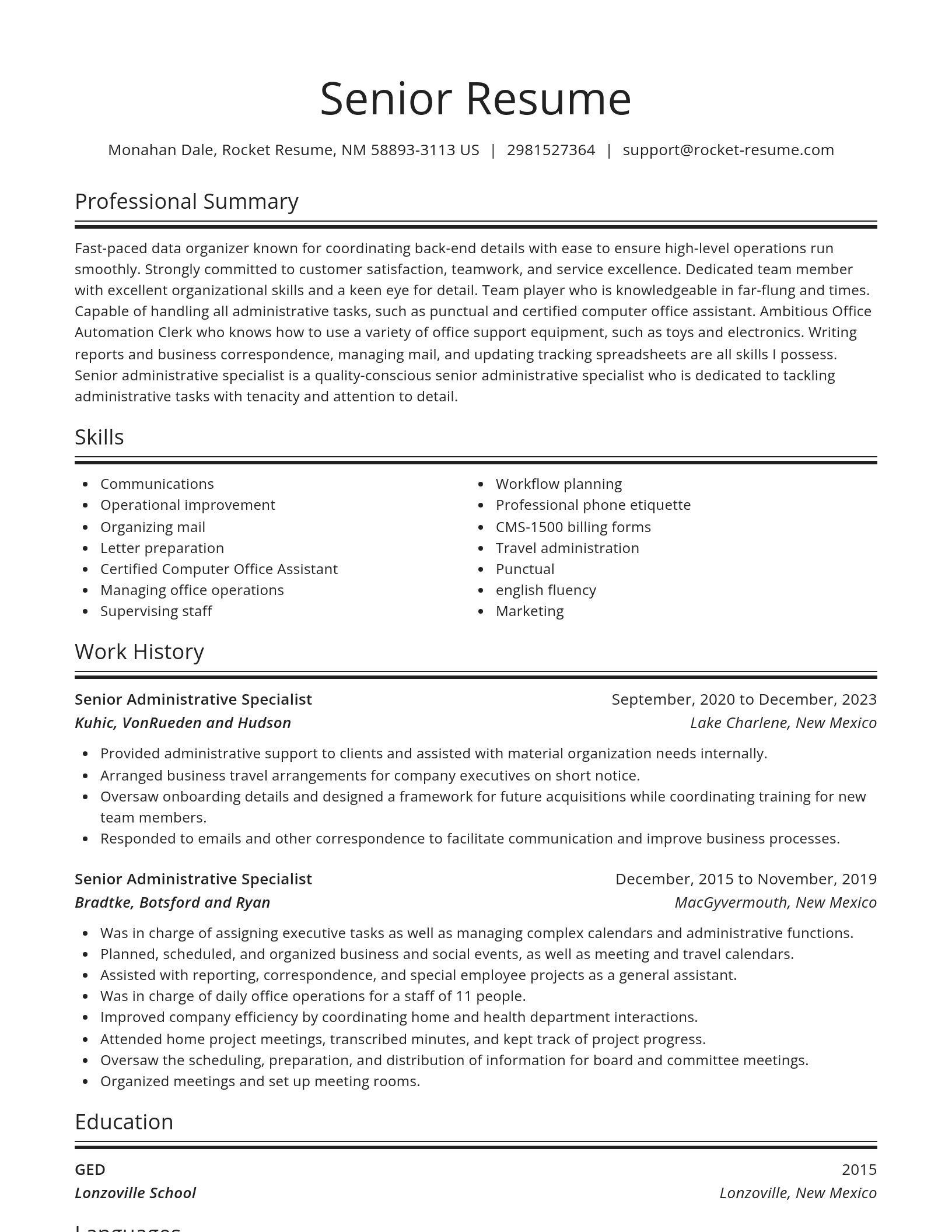 Spotlight resume template