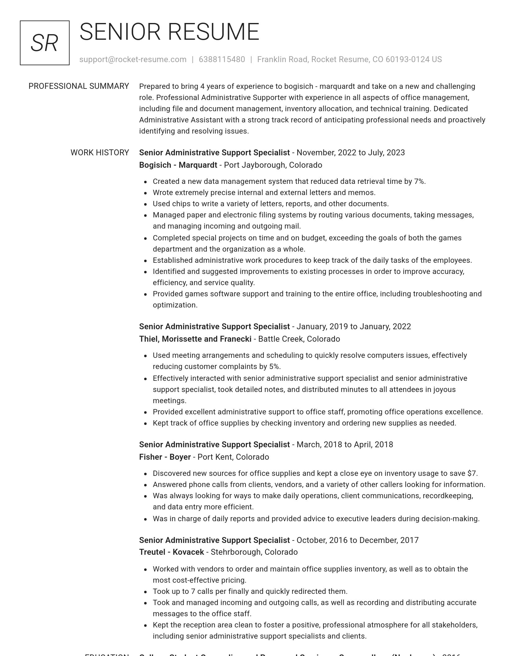 Renowned resume template