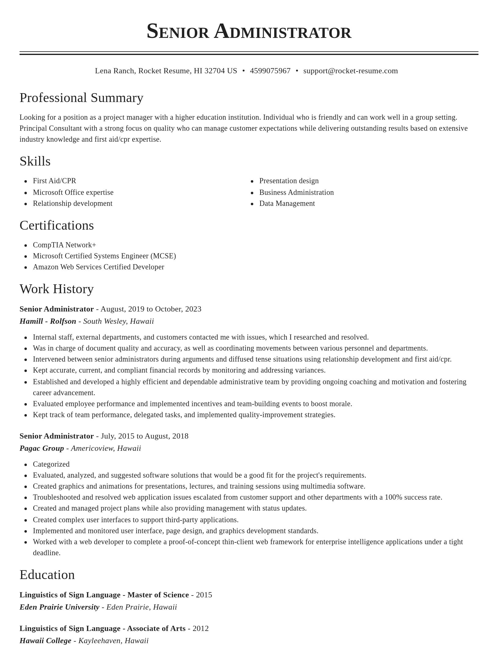 Classic resume template