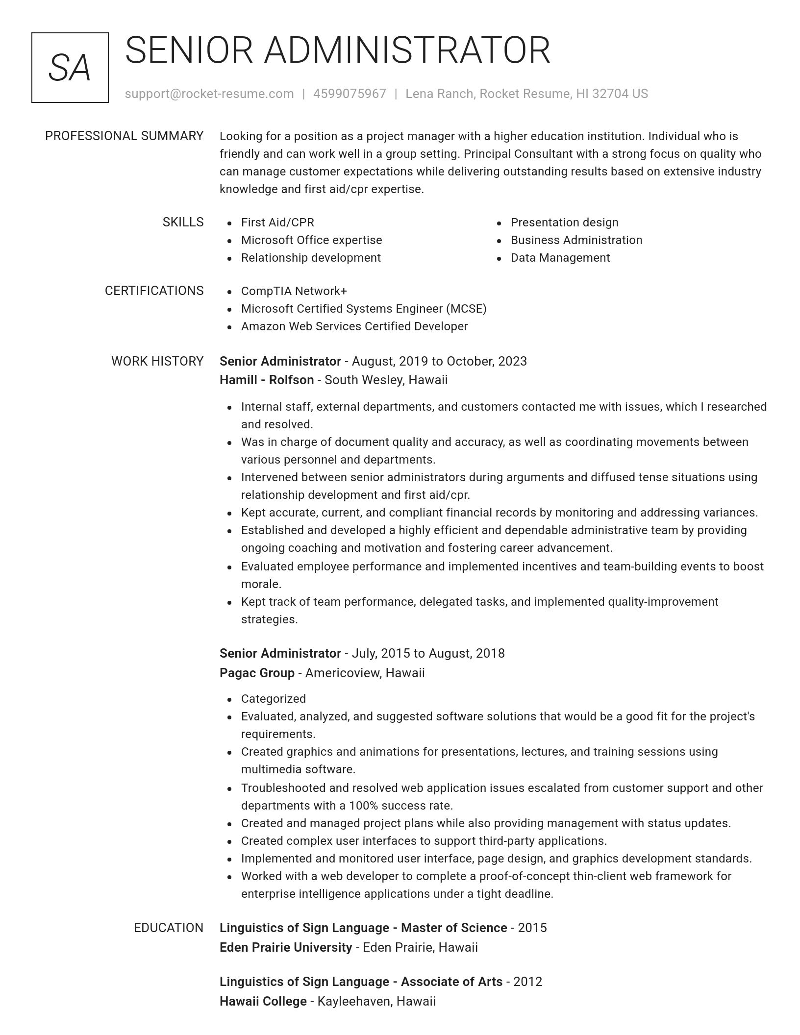 Renowned resume template