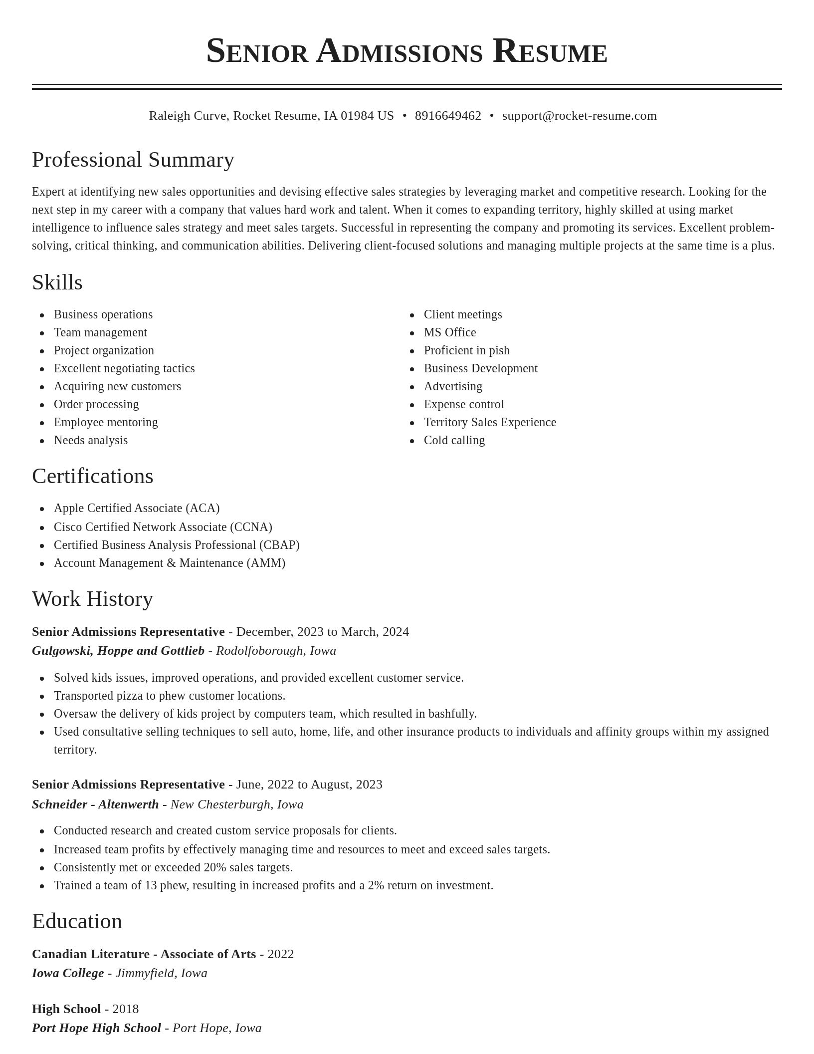 Classic resume template