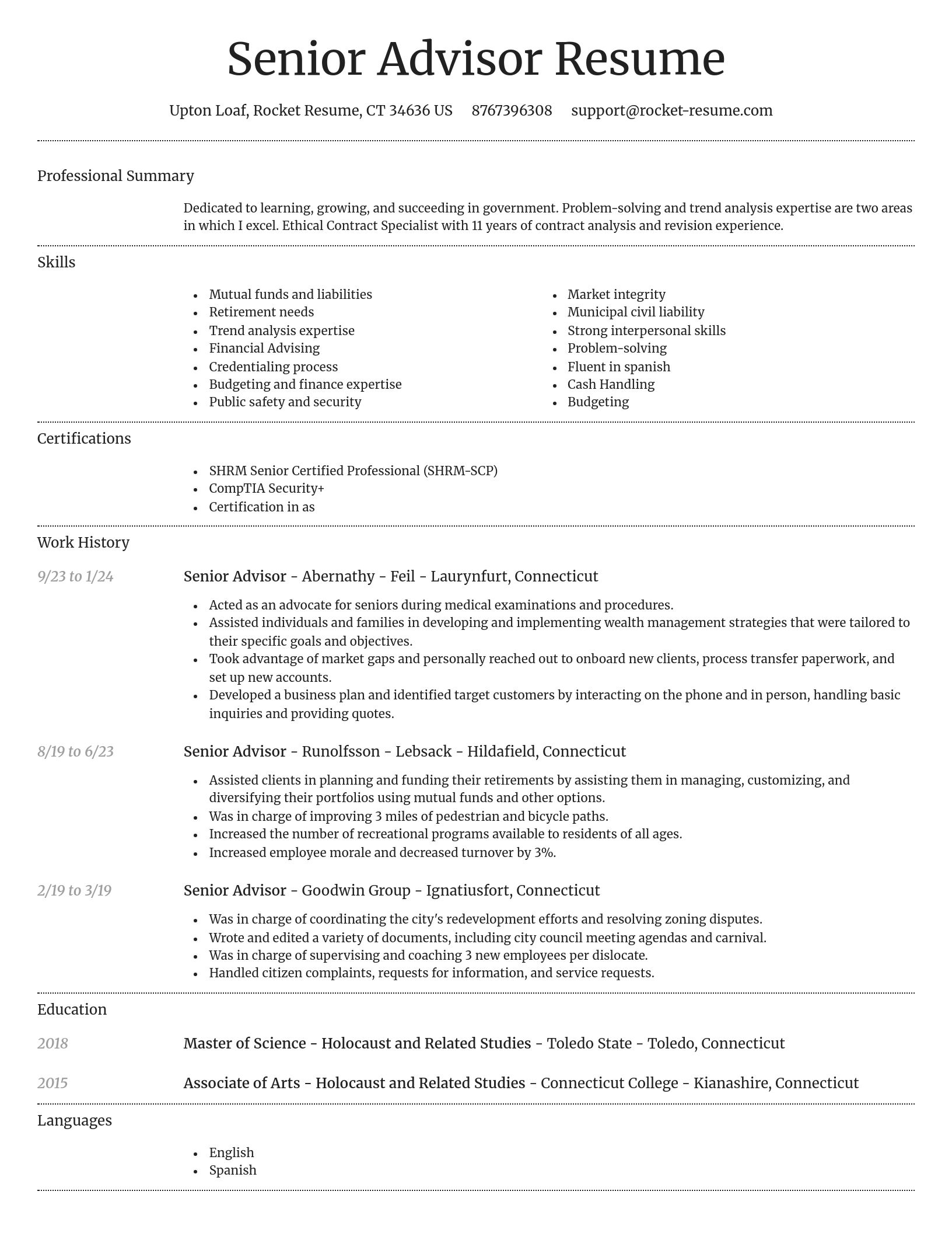 Dignified resume template