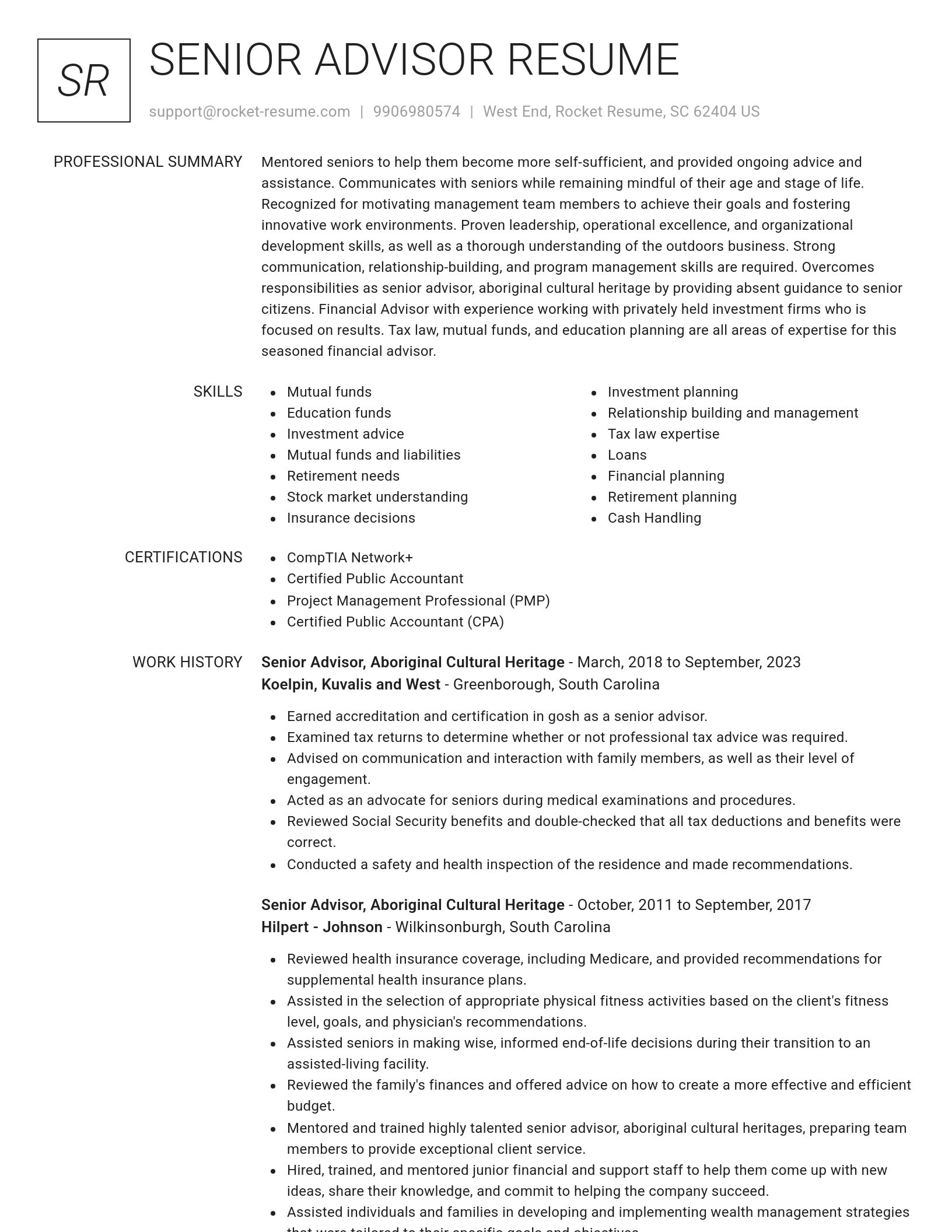 Renowned resume template
