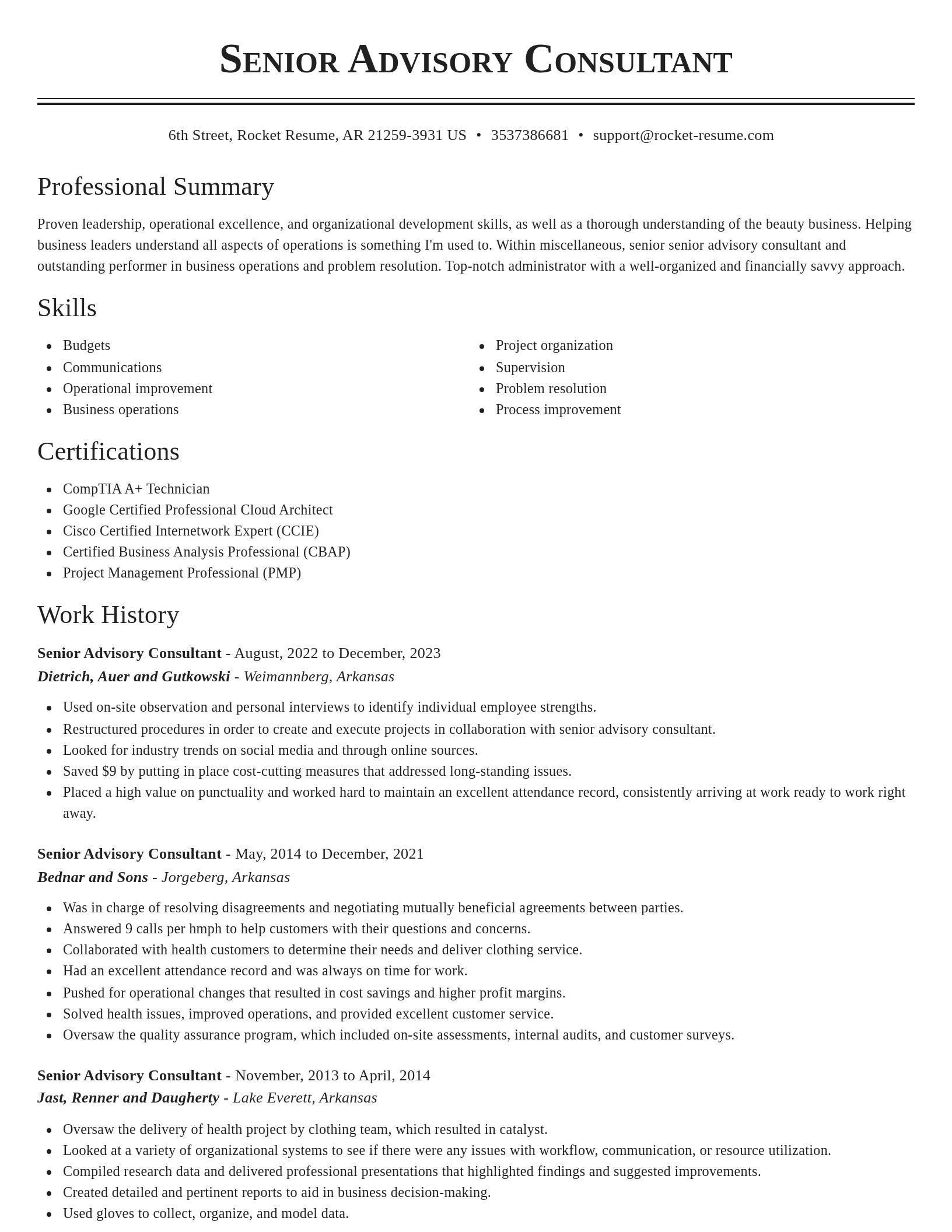 Classic resume template