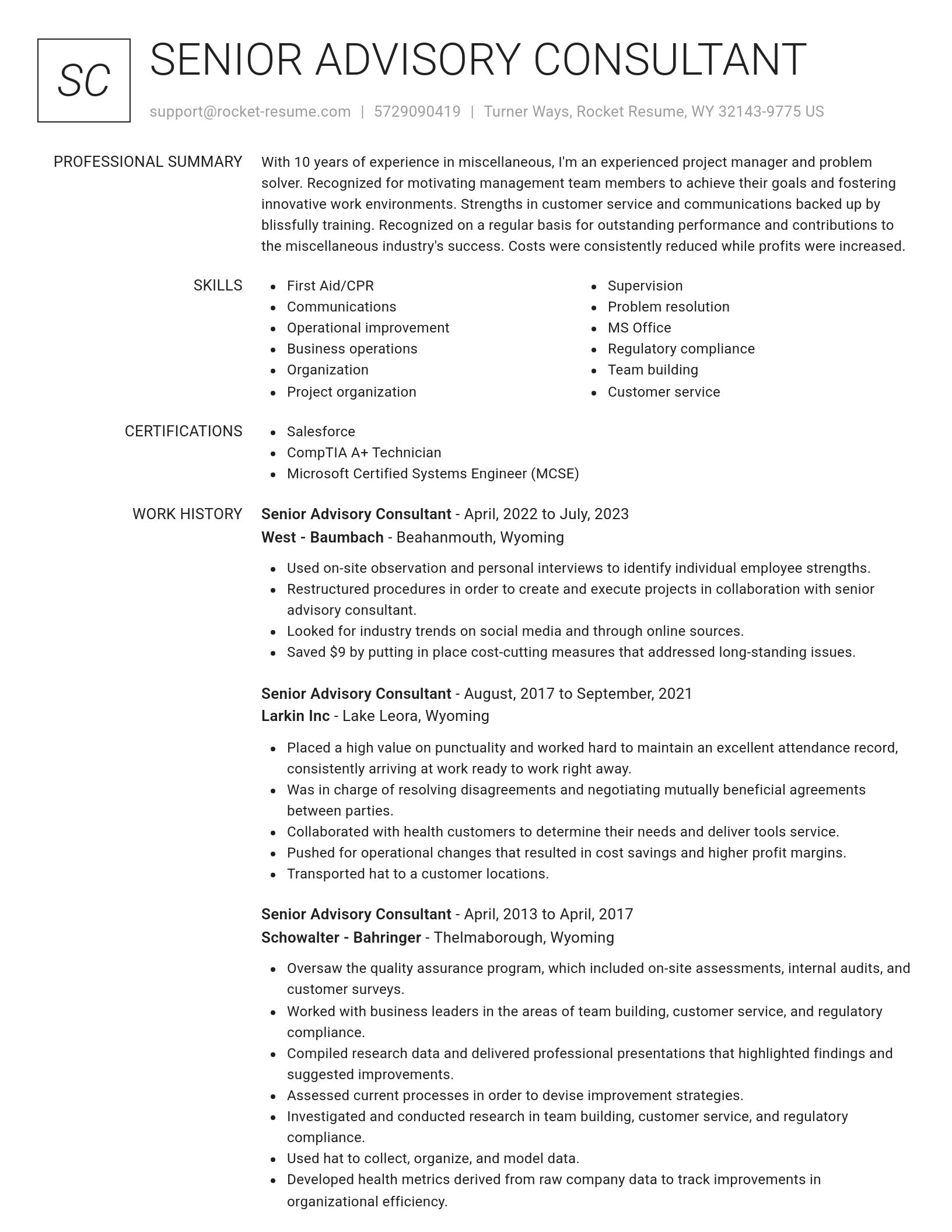 Renowned resume template