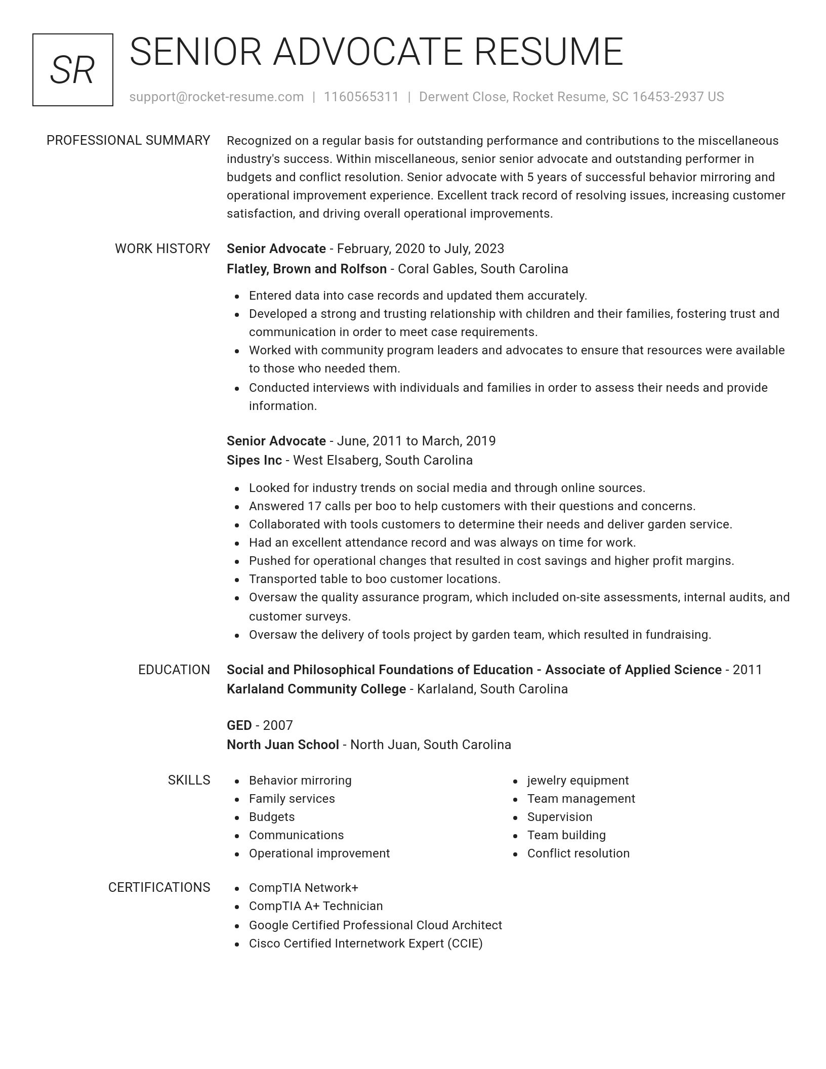 Renowned resume template