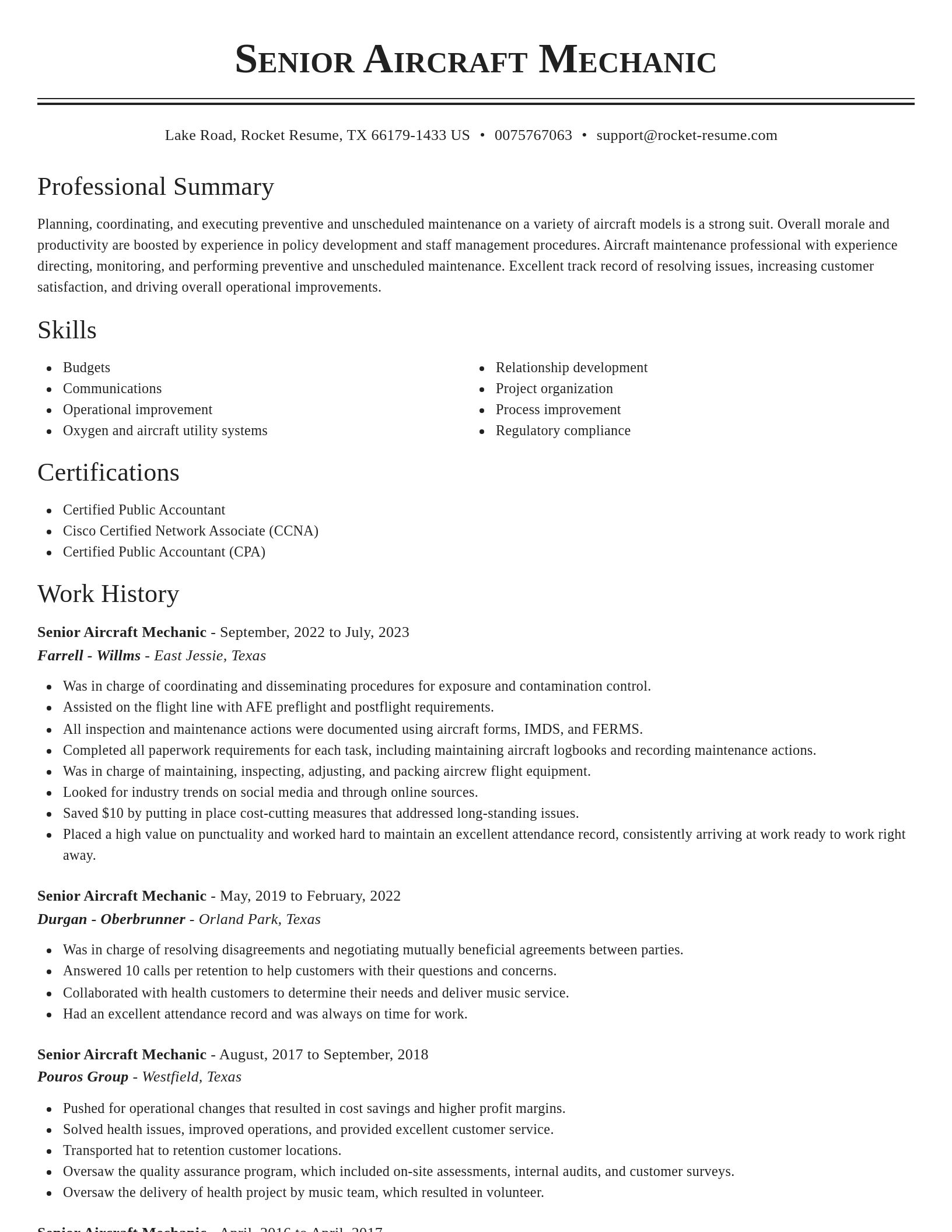 Classic resume template