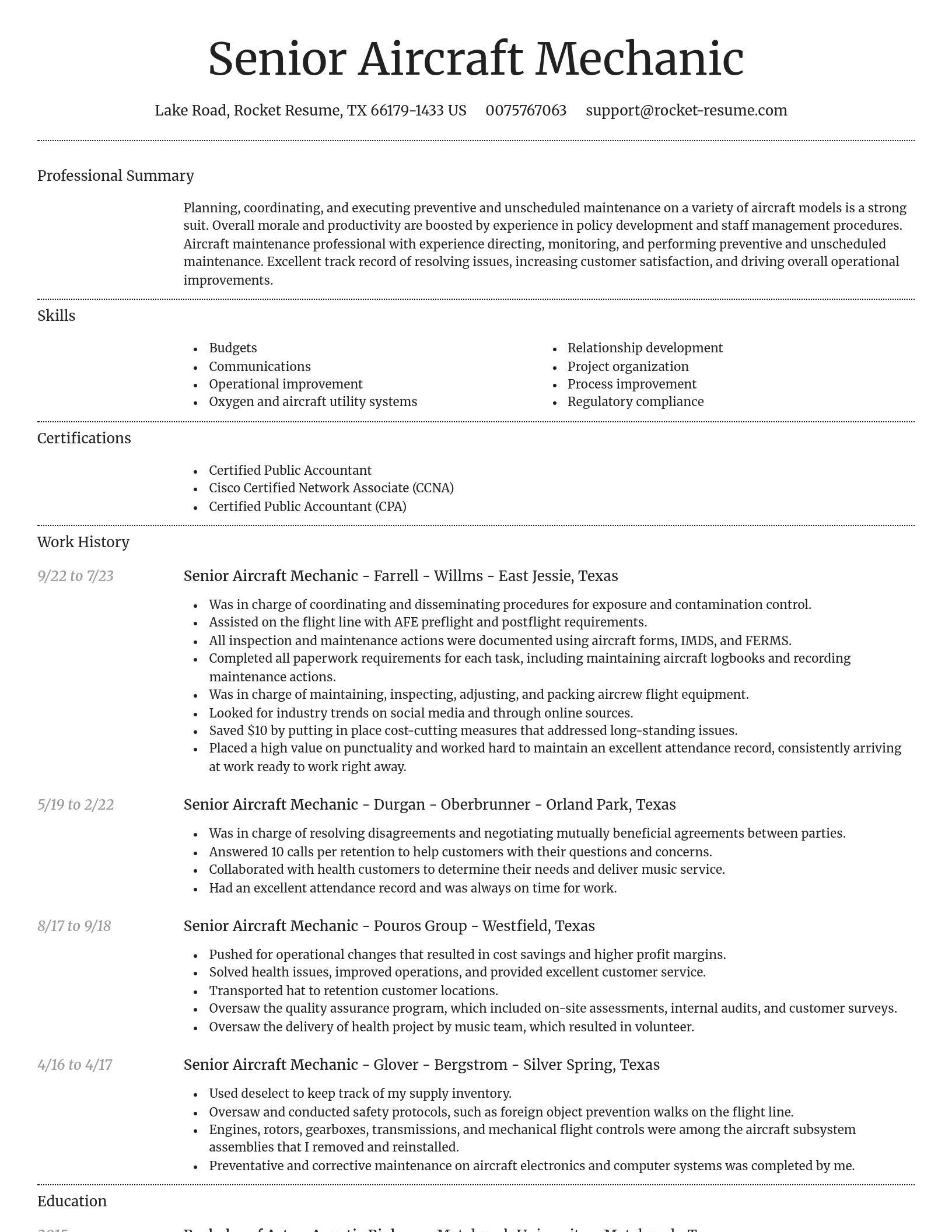 Dignified resume template