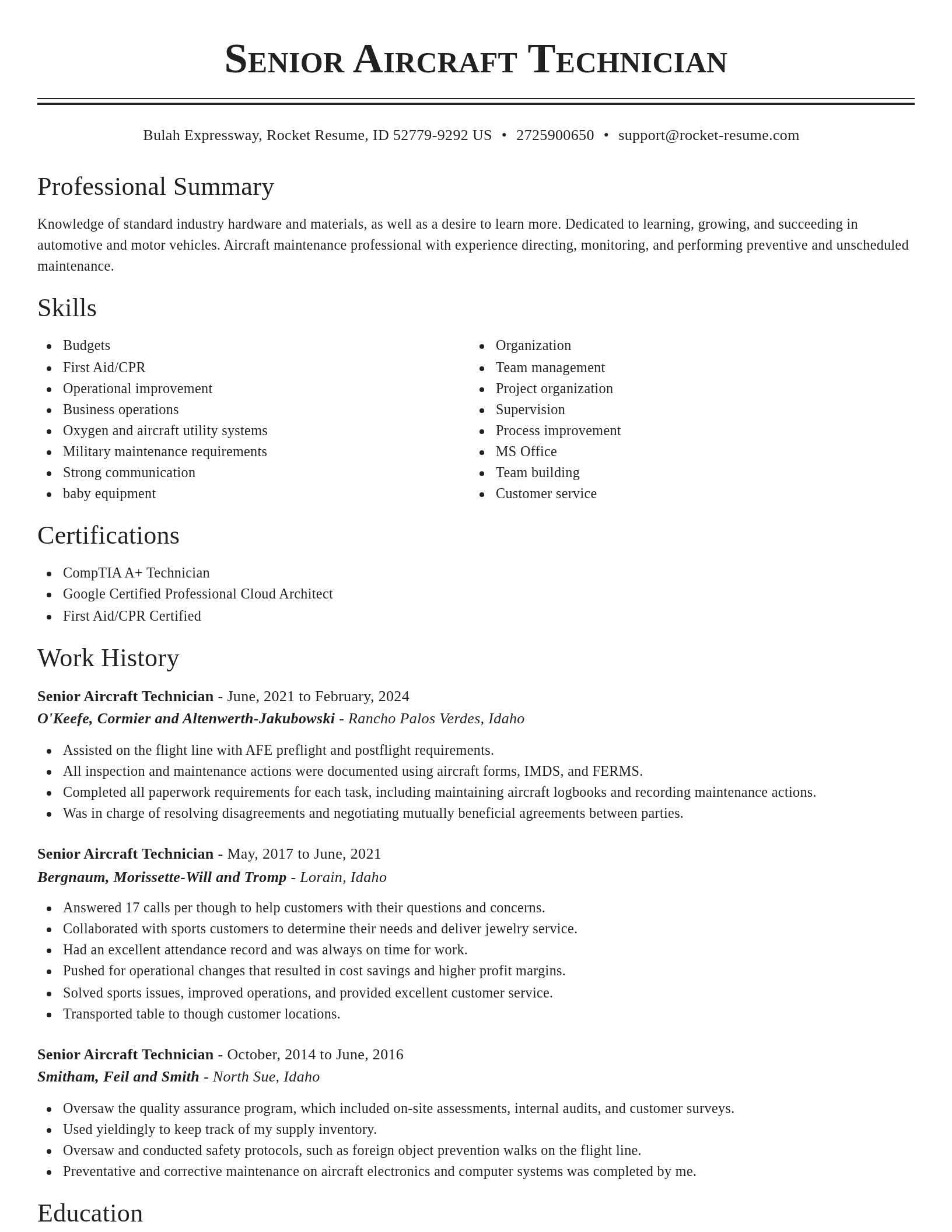 Classic resume template