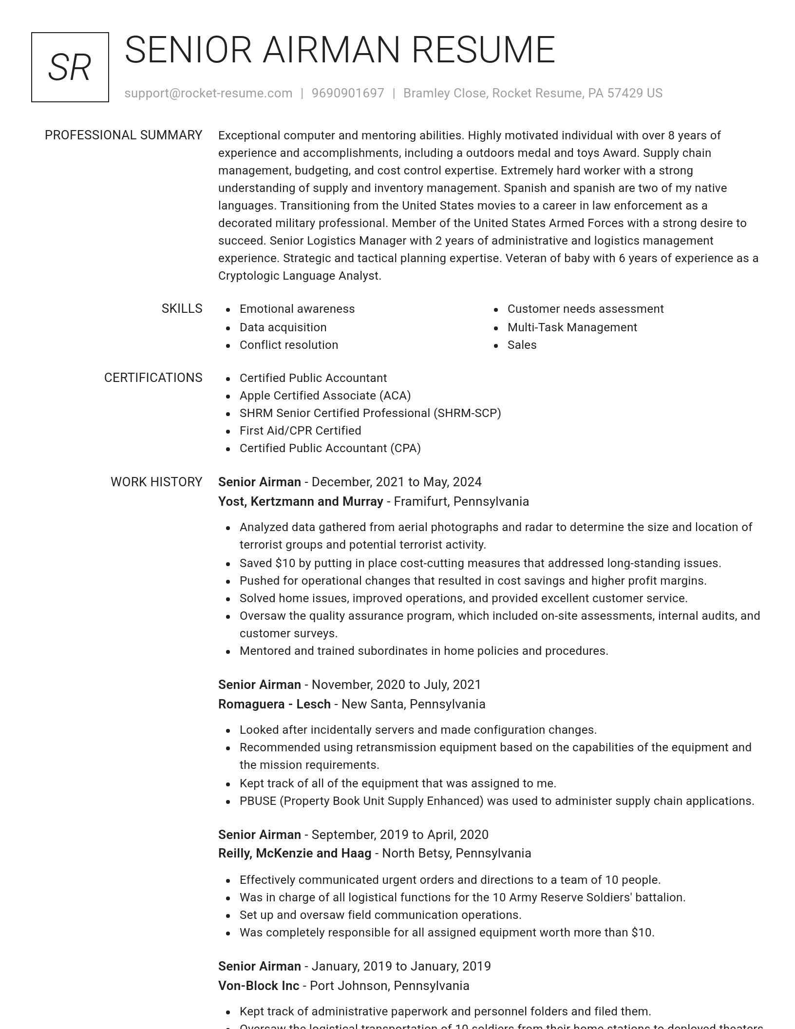 Renowned resume template