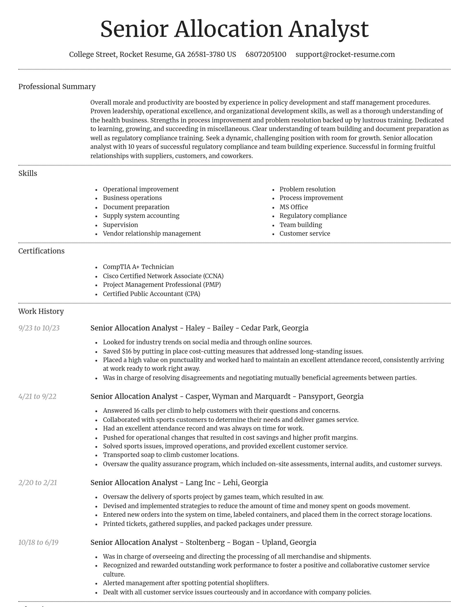 Dignified resume template