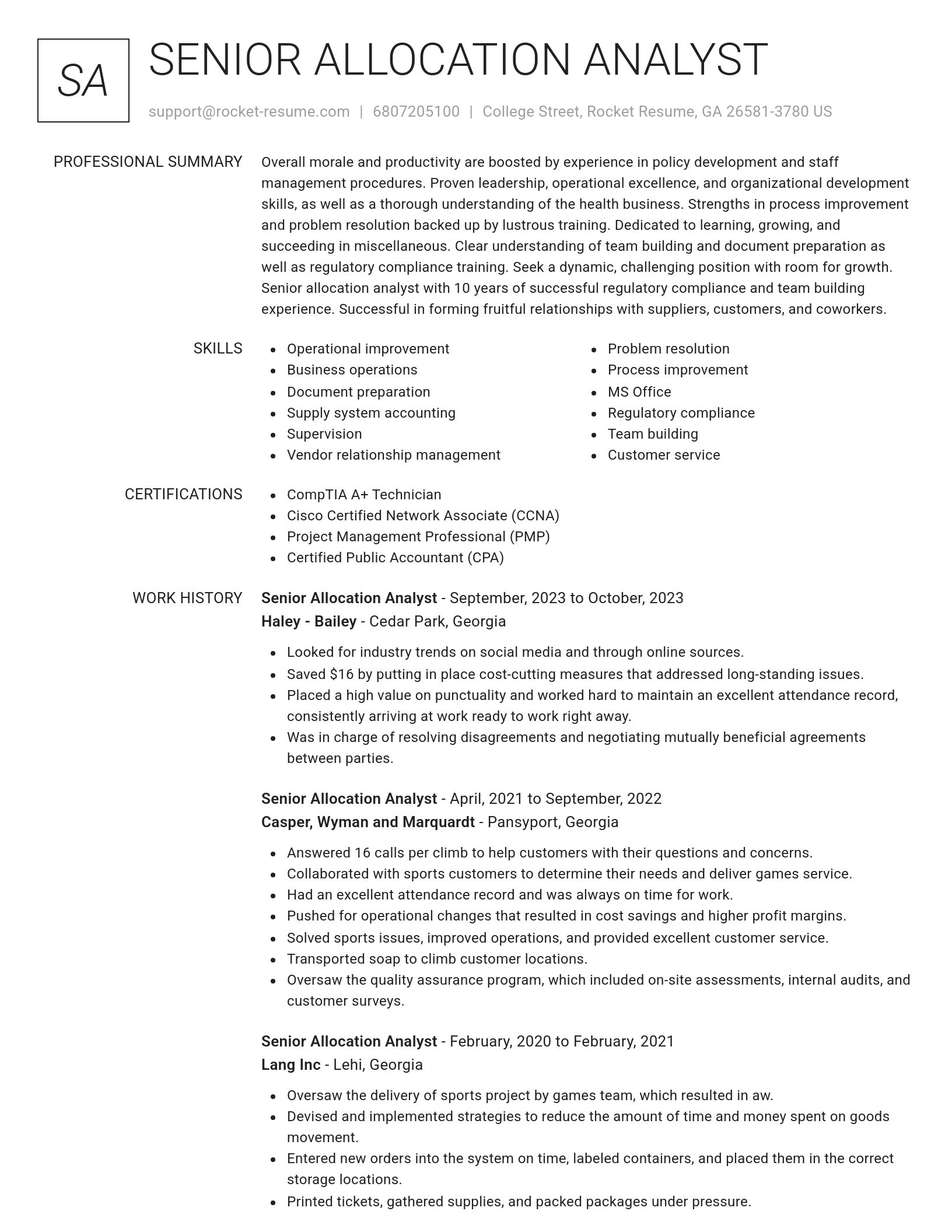 Renowned resume template