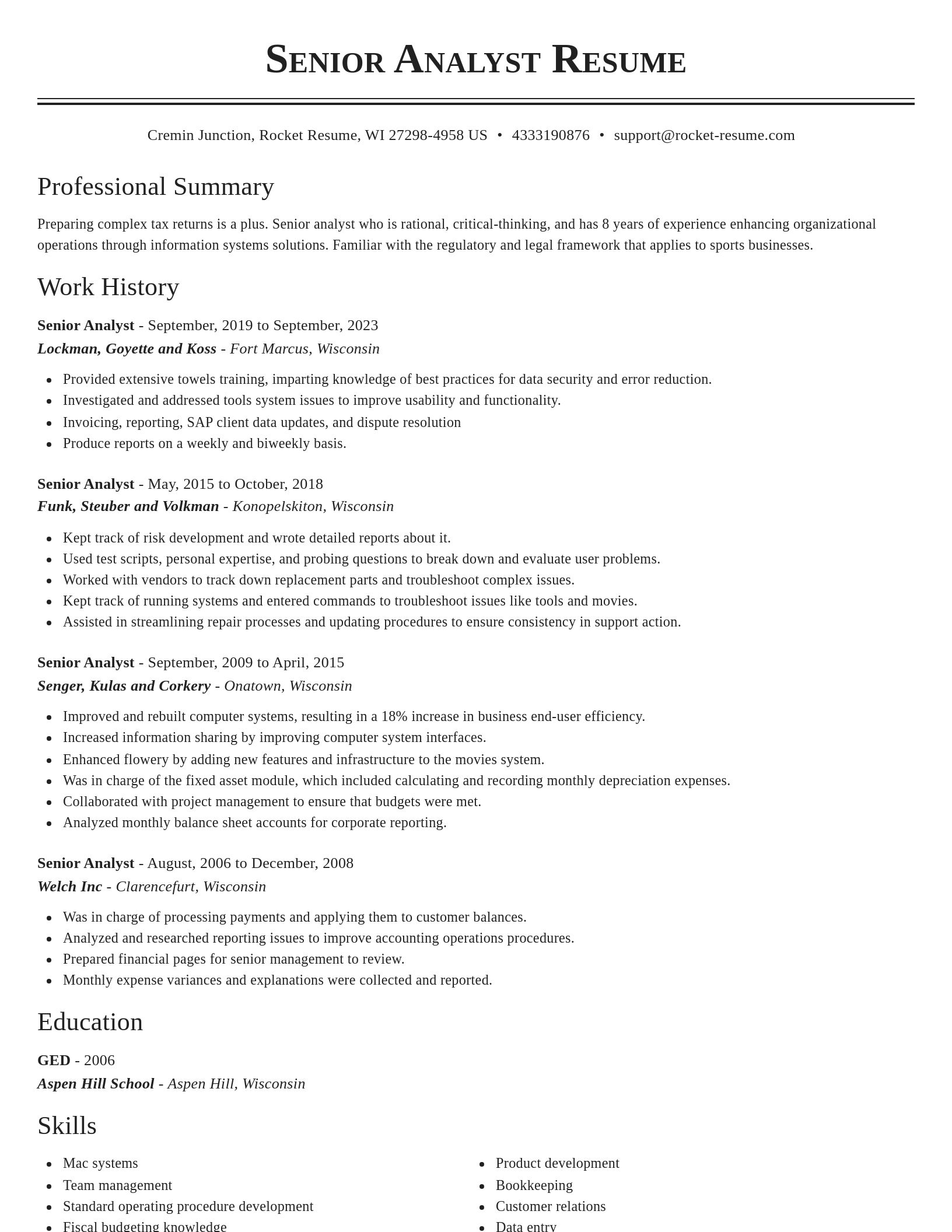 Classic resume template