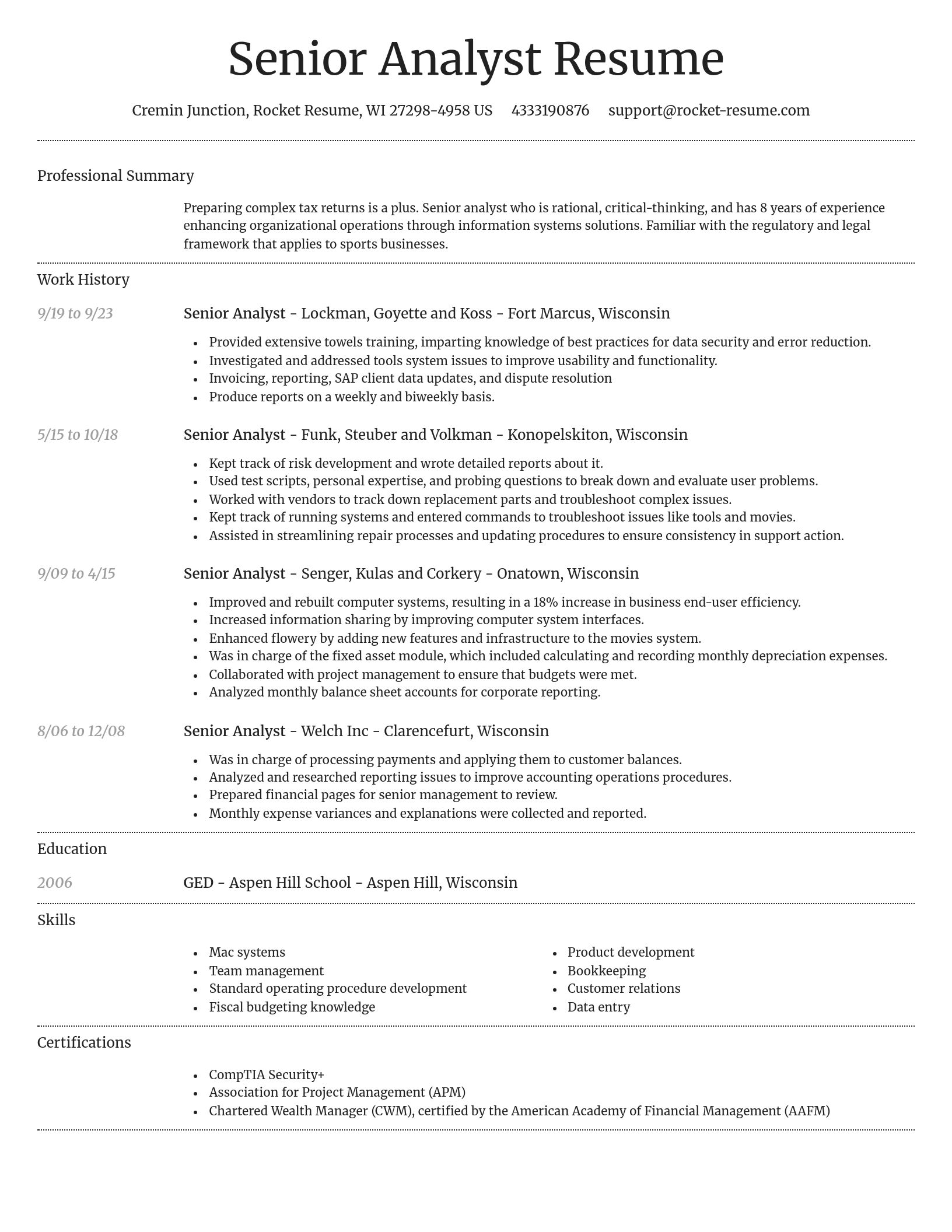 Dignified resume template