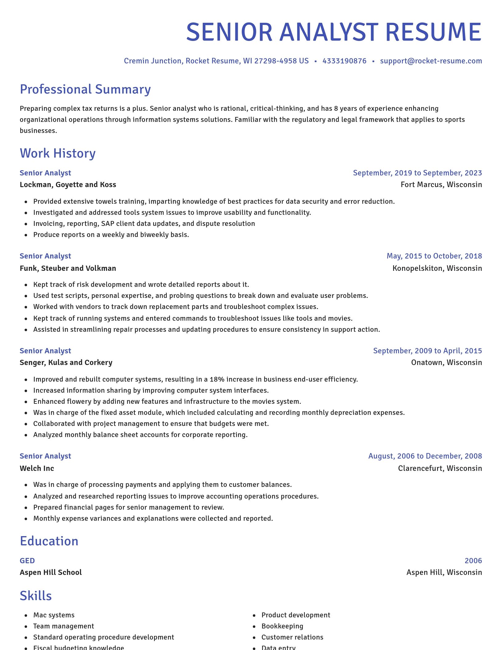 Novel resume template
