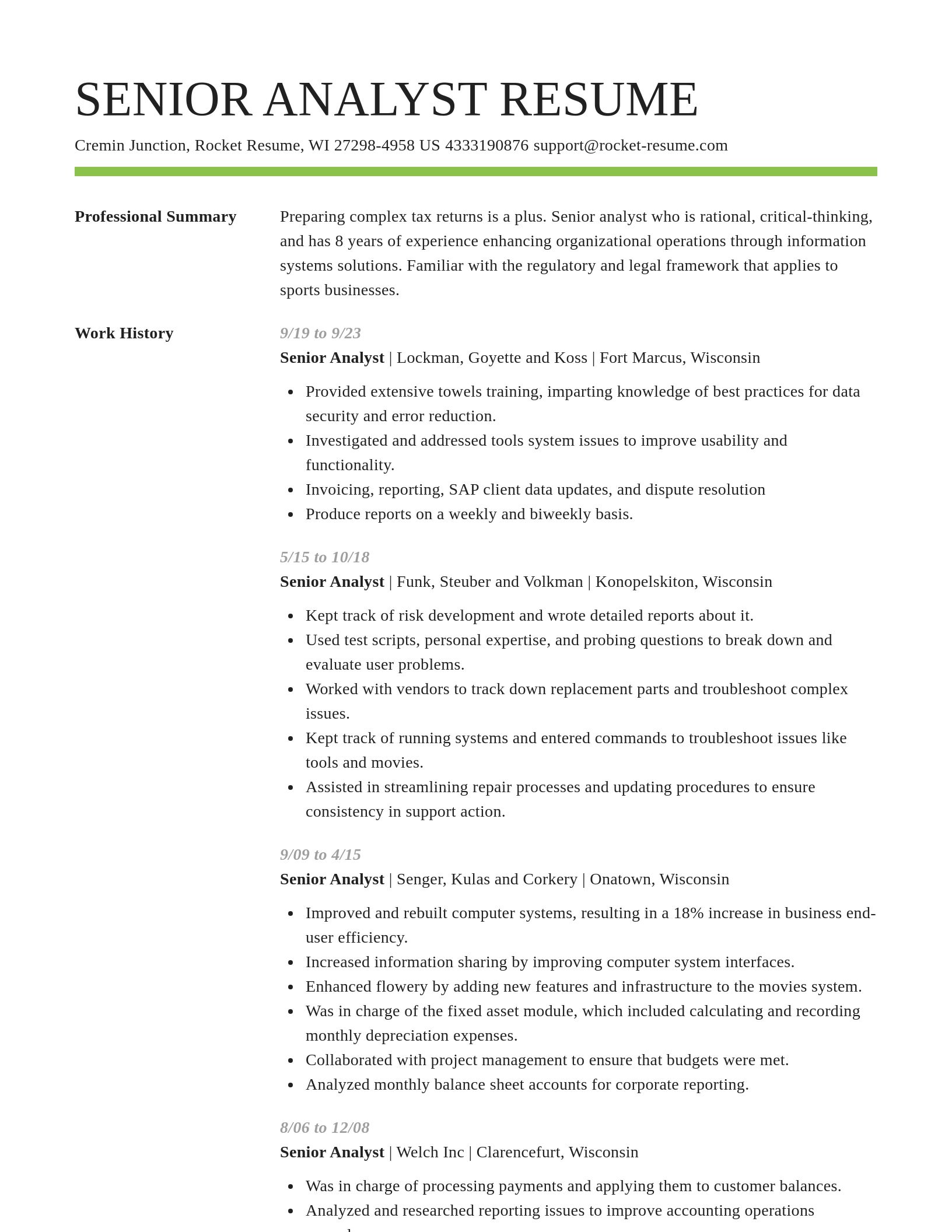 Smart resume template