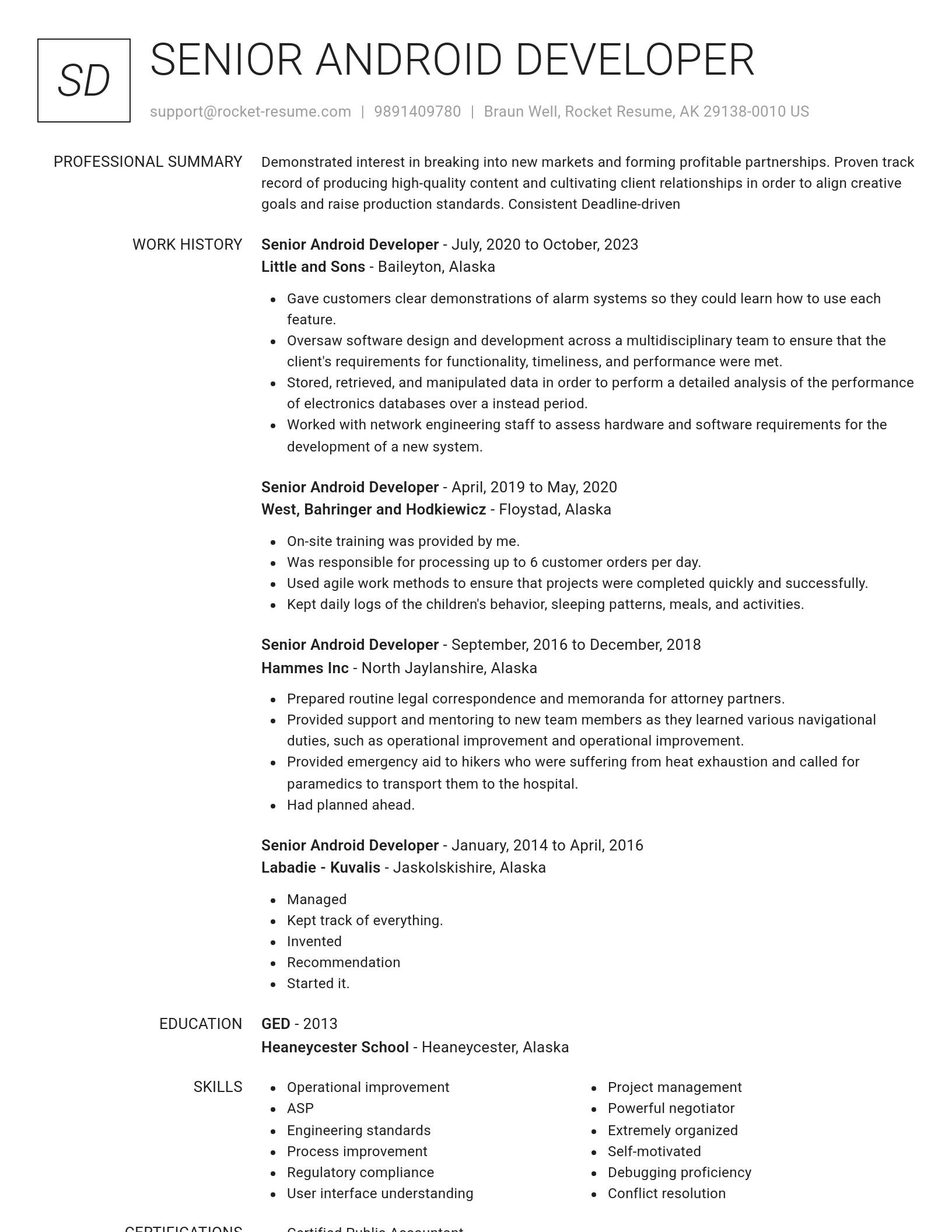 Renowned resume template