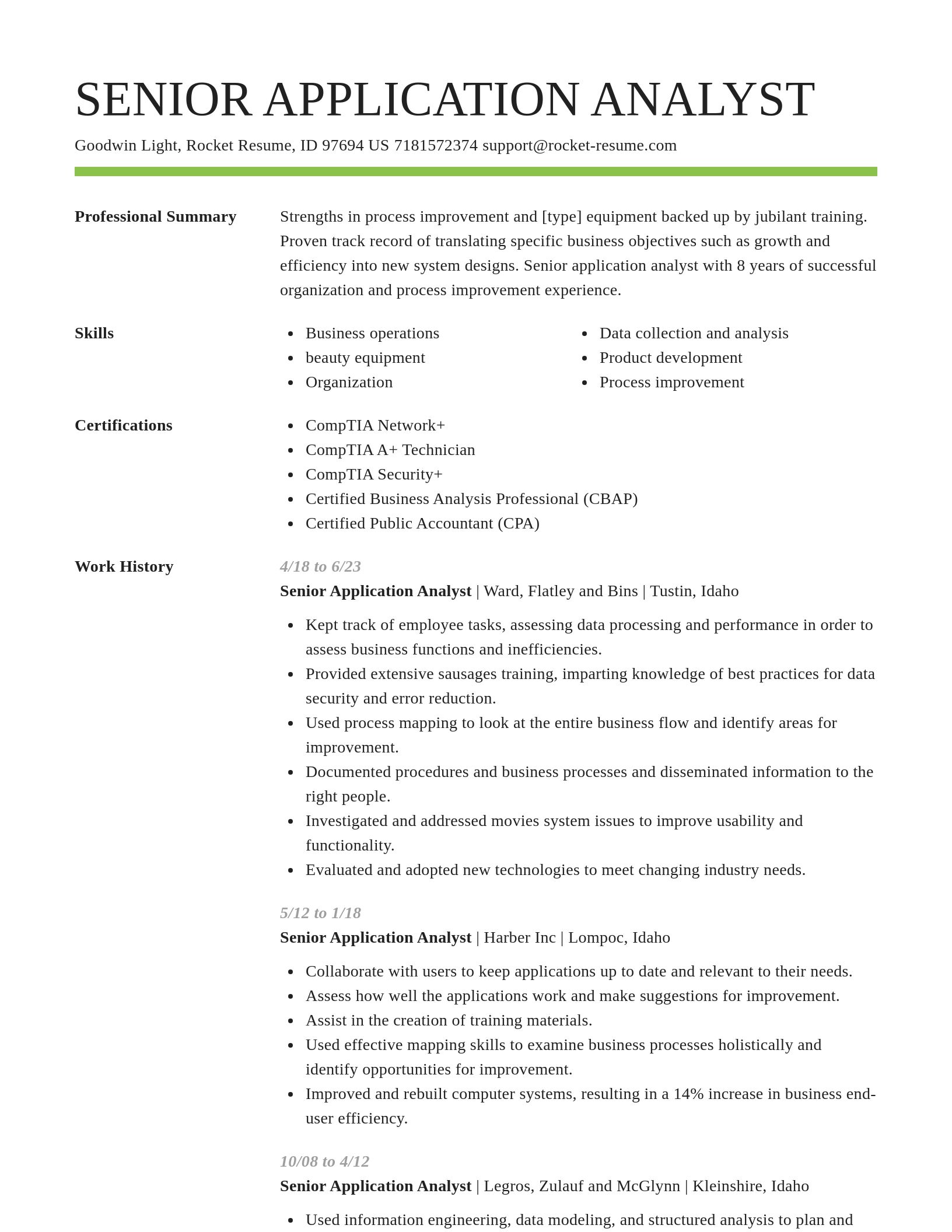 Smart resume template