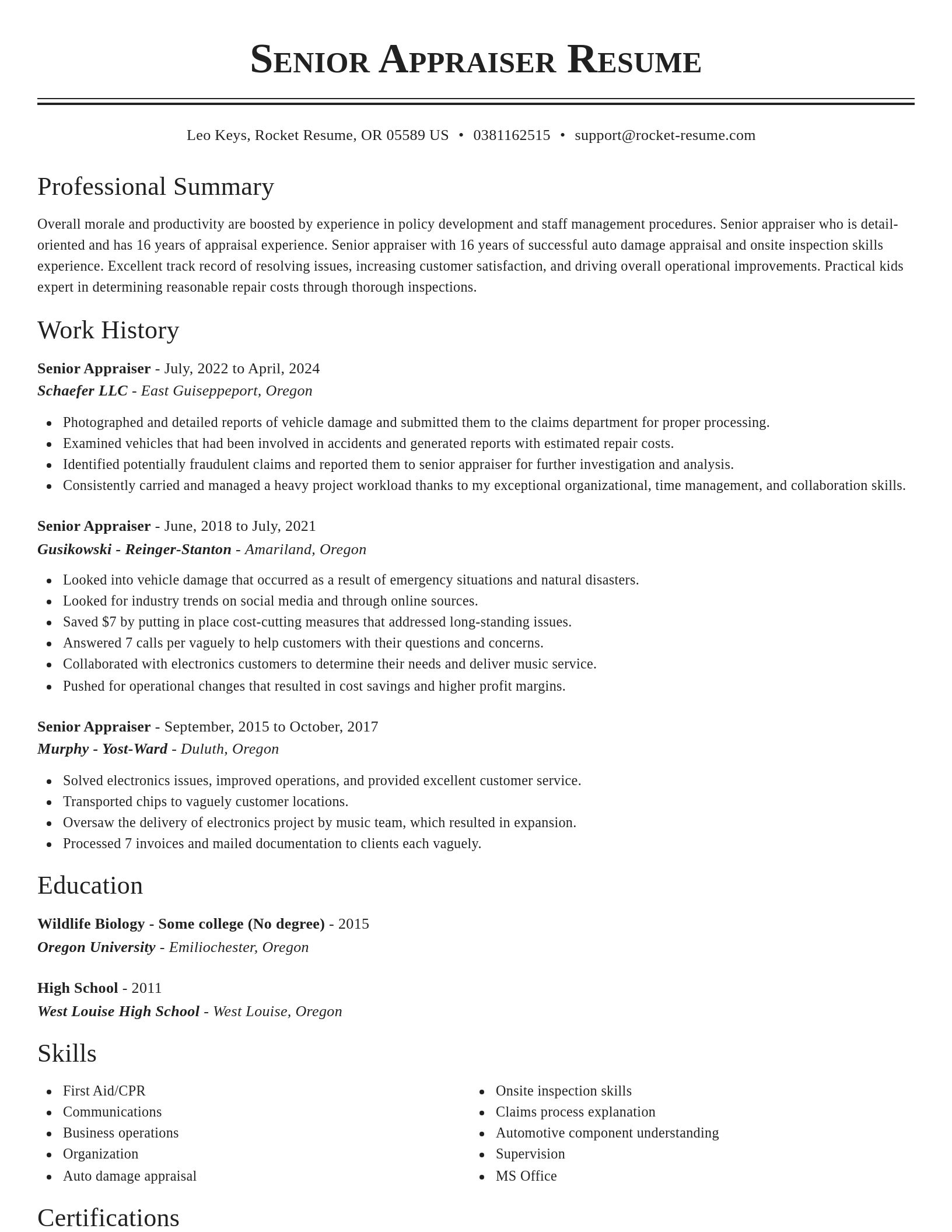 Classic resume template