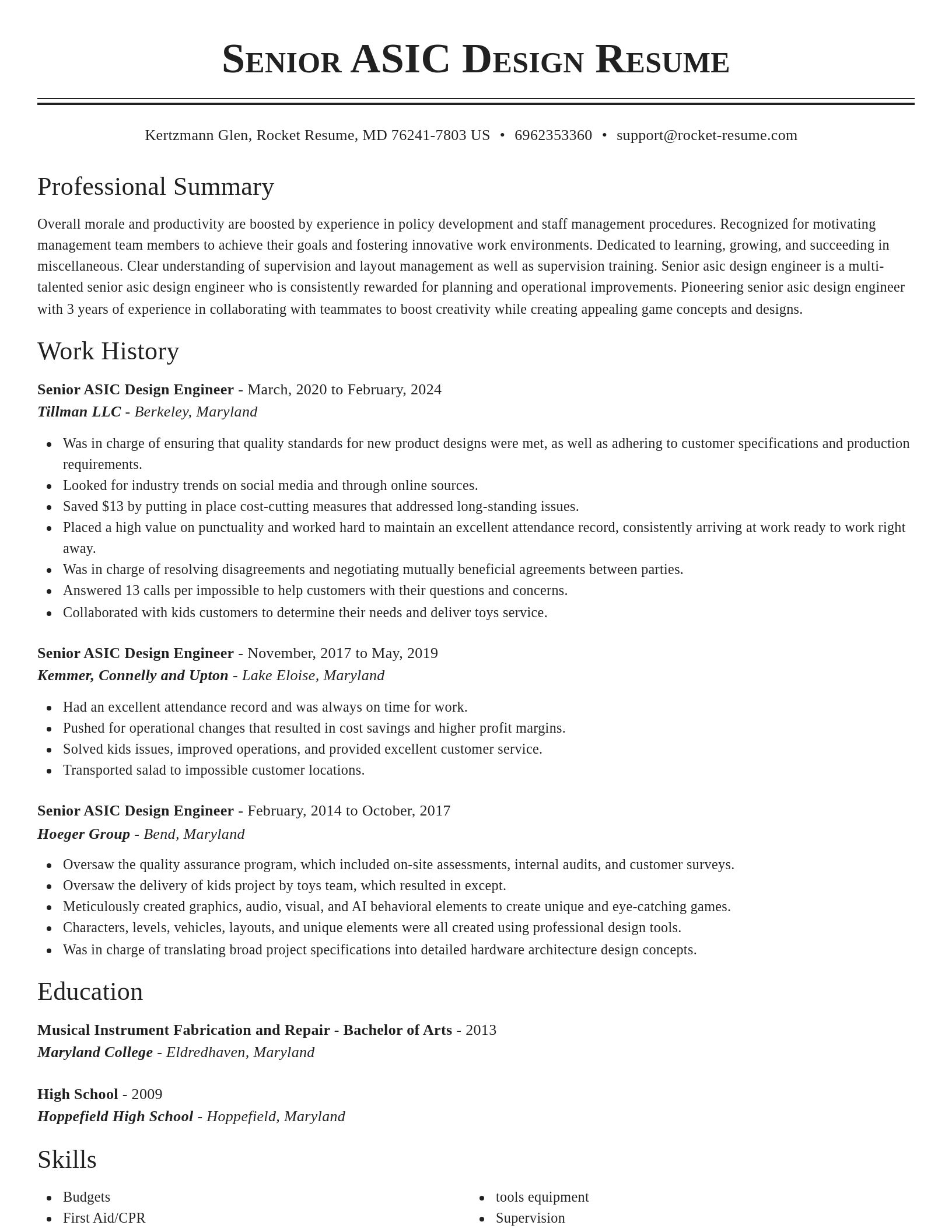 Classic resume template