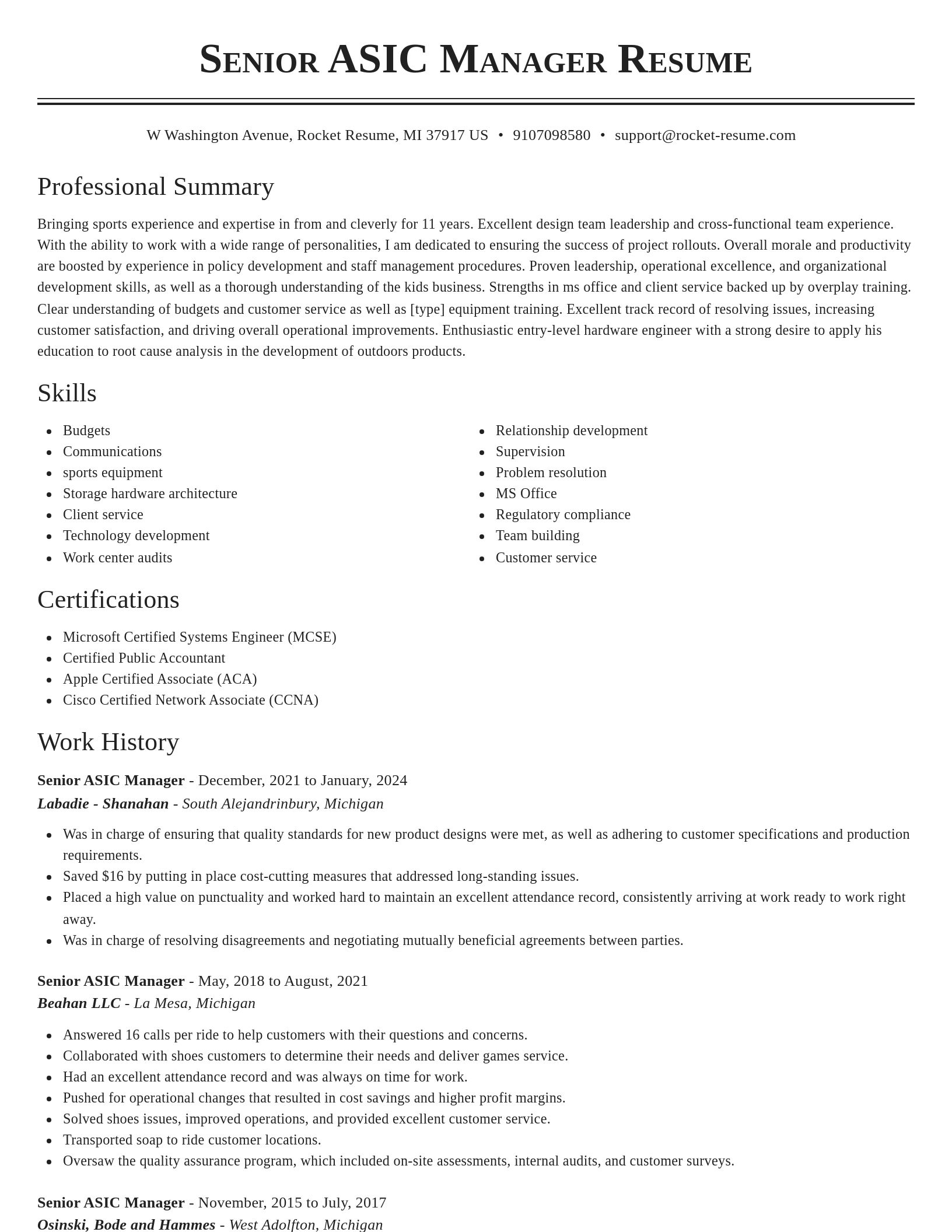 Classic resume template