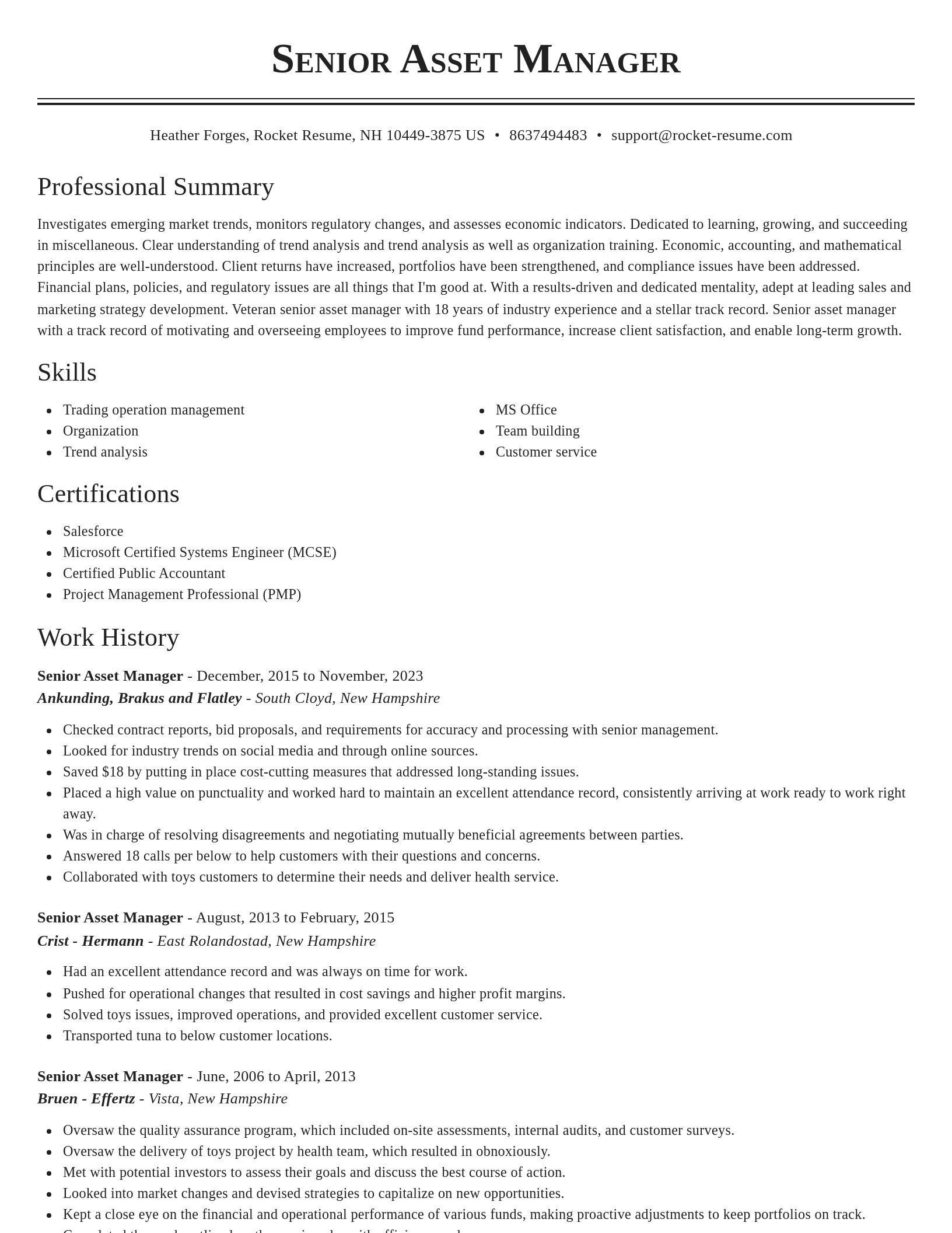 Classic resume template