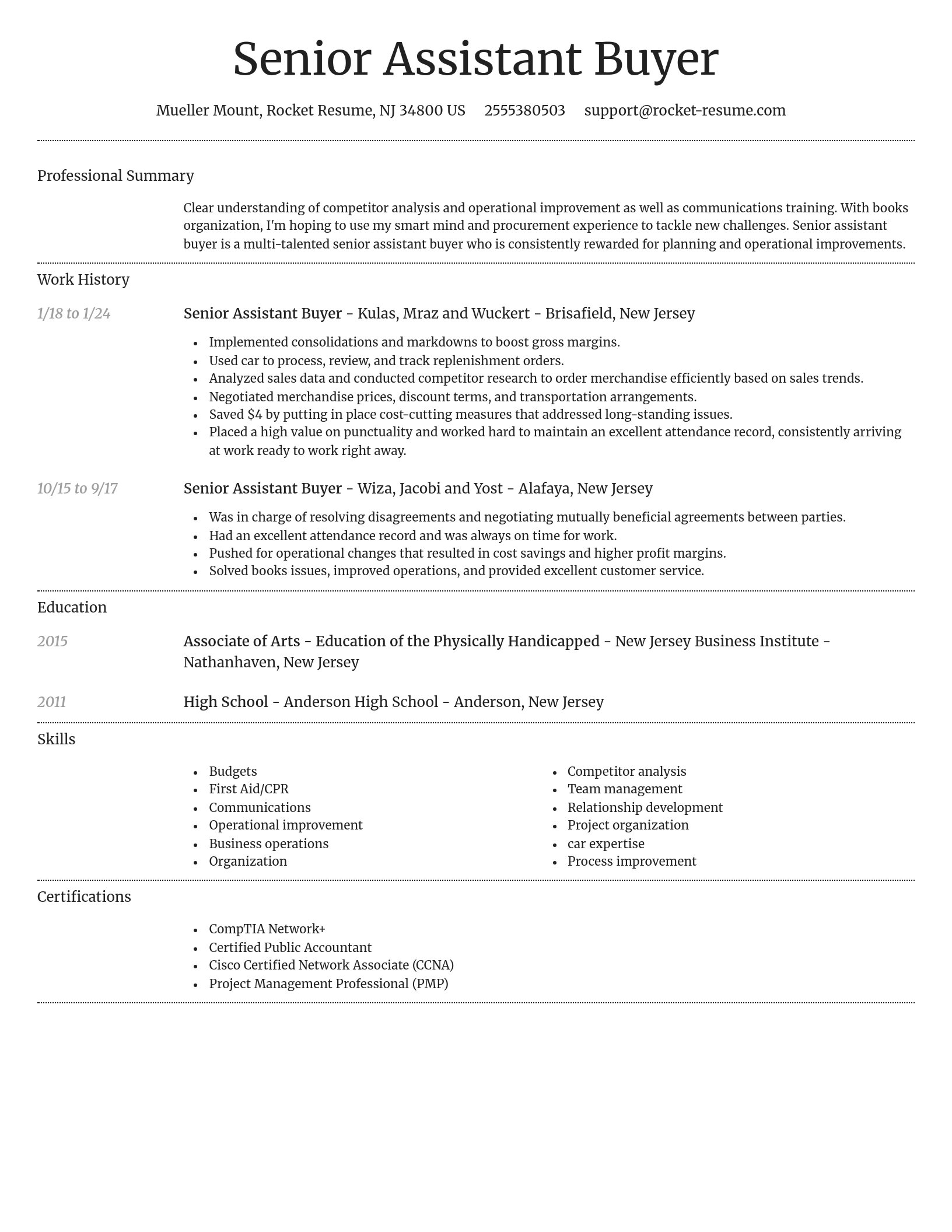 Dignified resume template