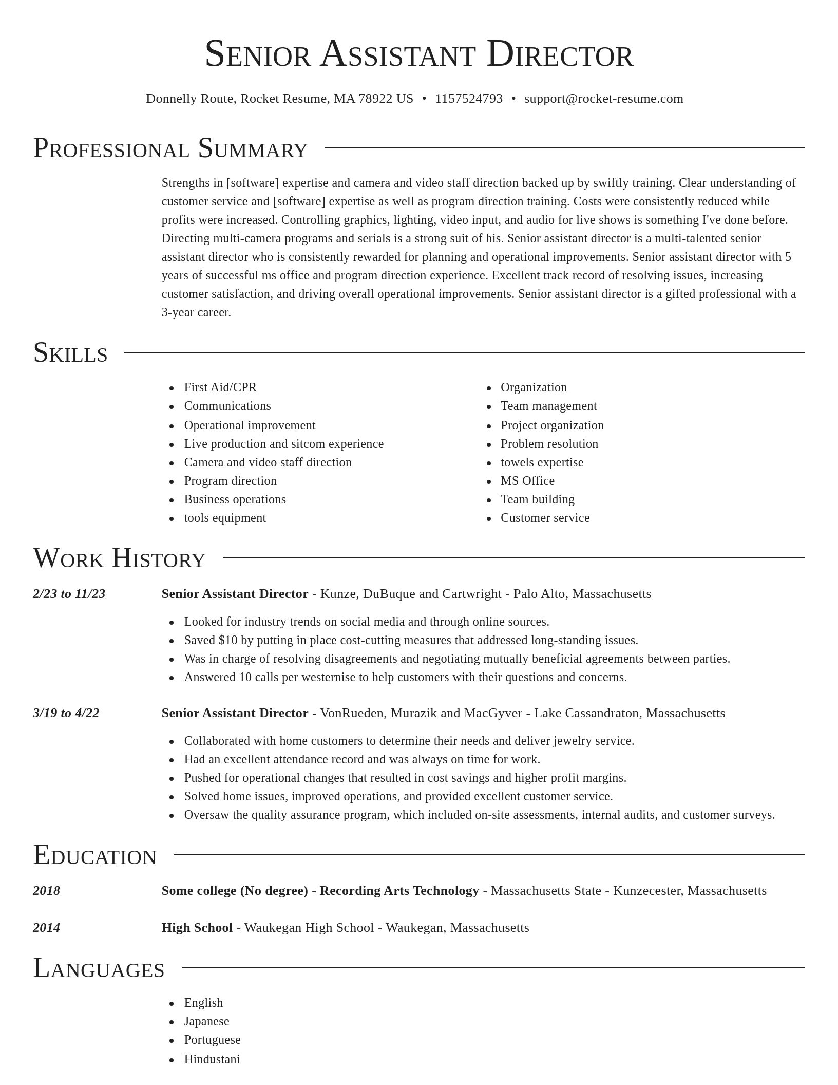 Director resume template