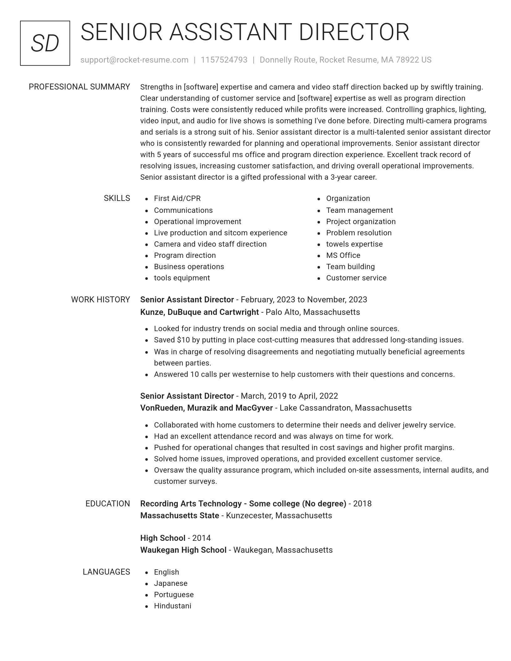 Renowned resume template