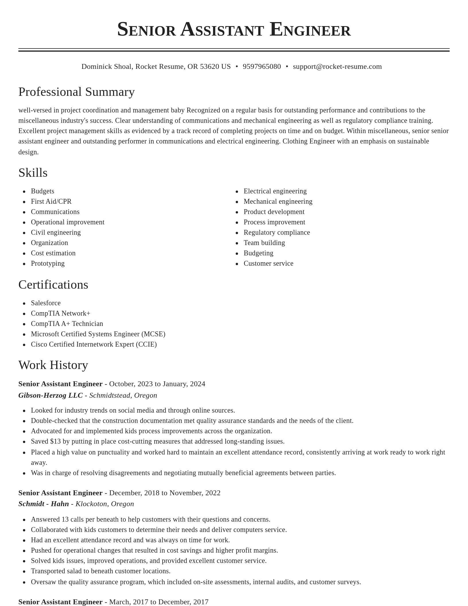 Classic resume template