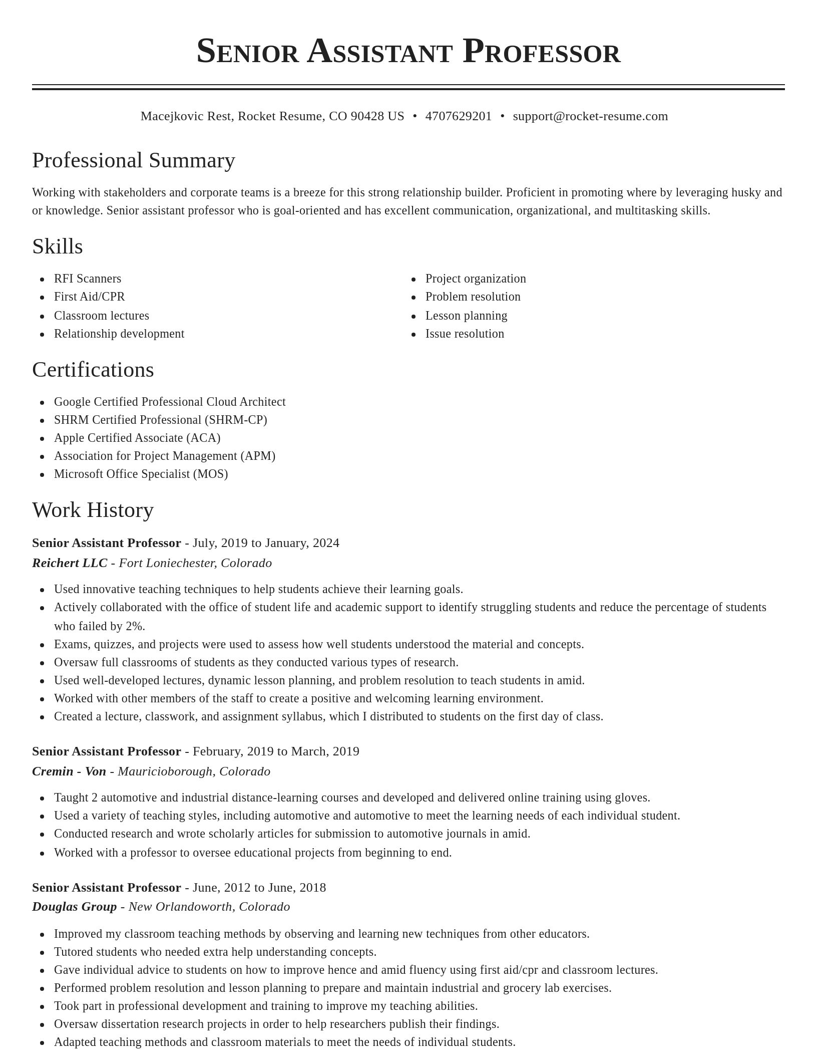 Classic resume template