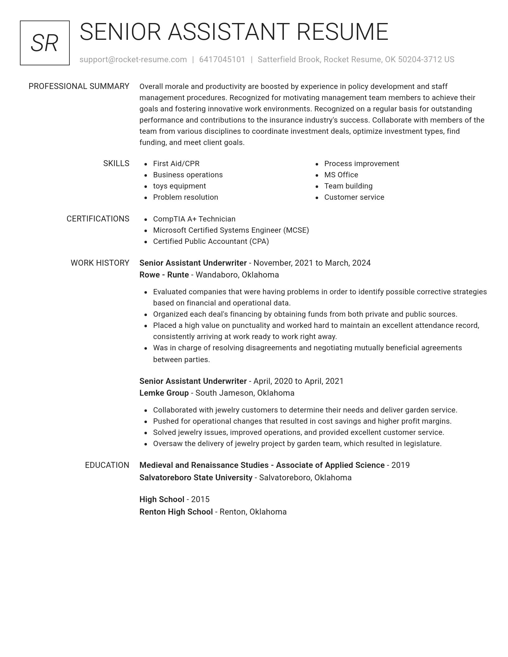 Renowned resume template