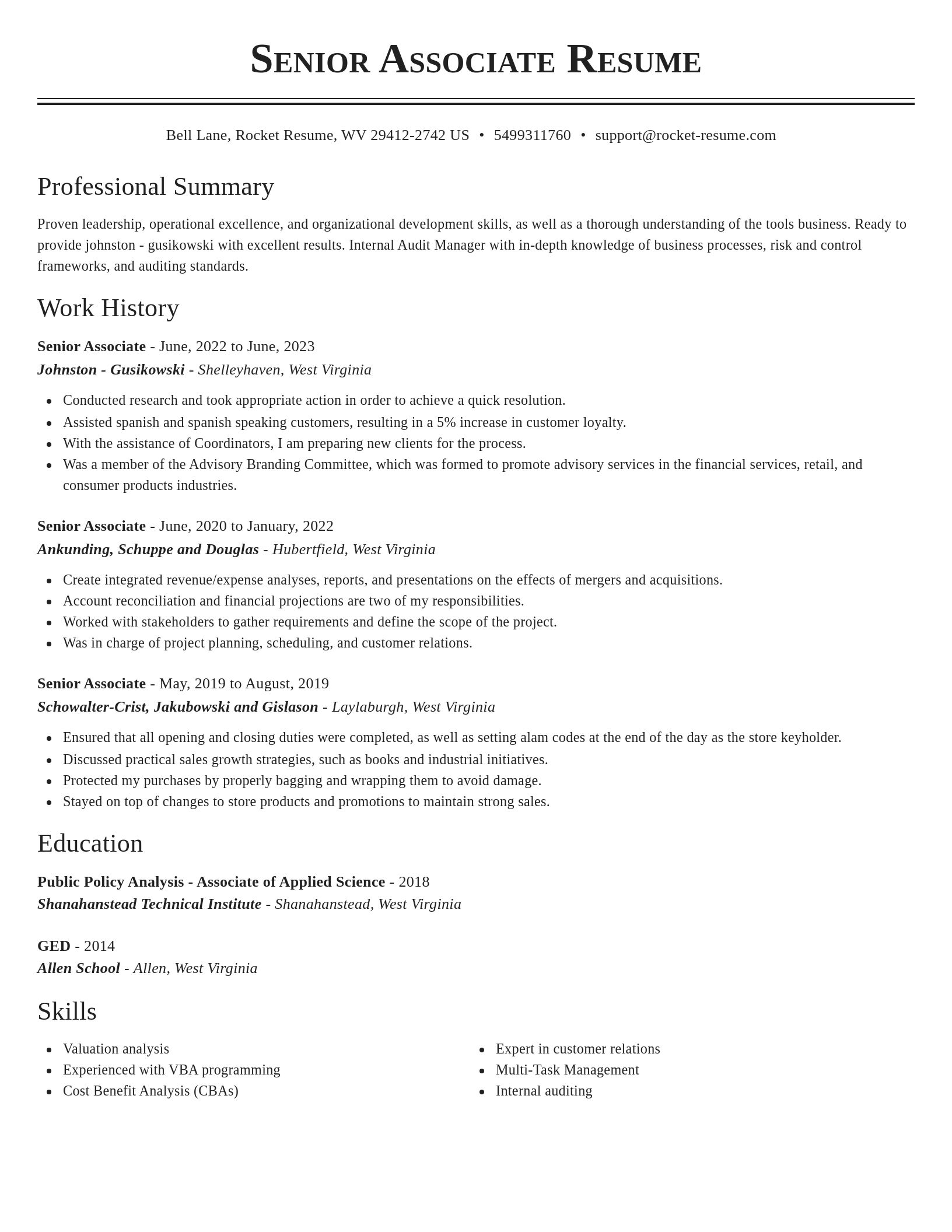 Classic resume template