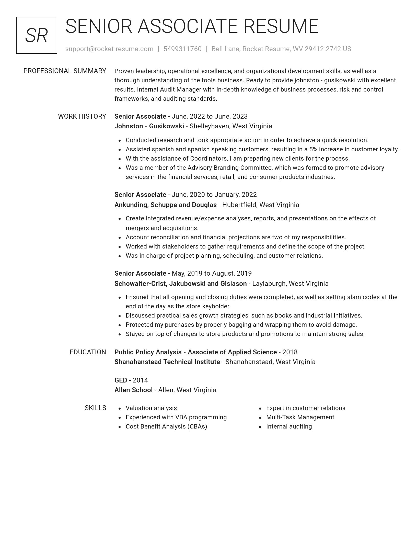 Renowned resume template