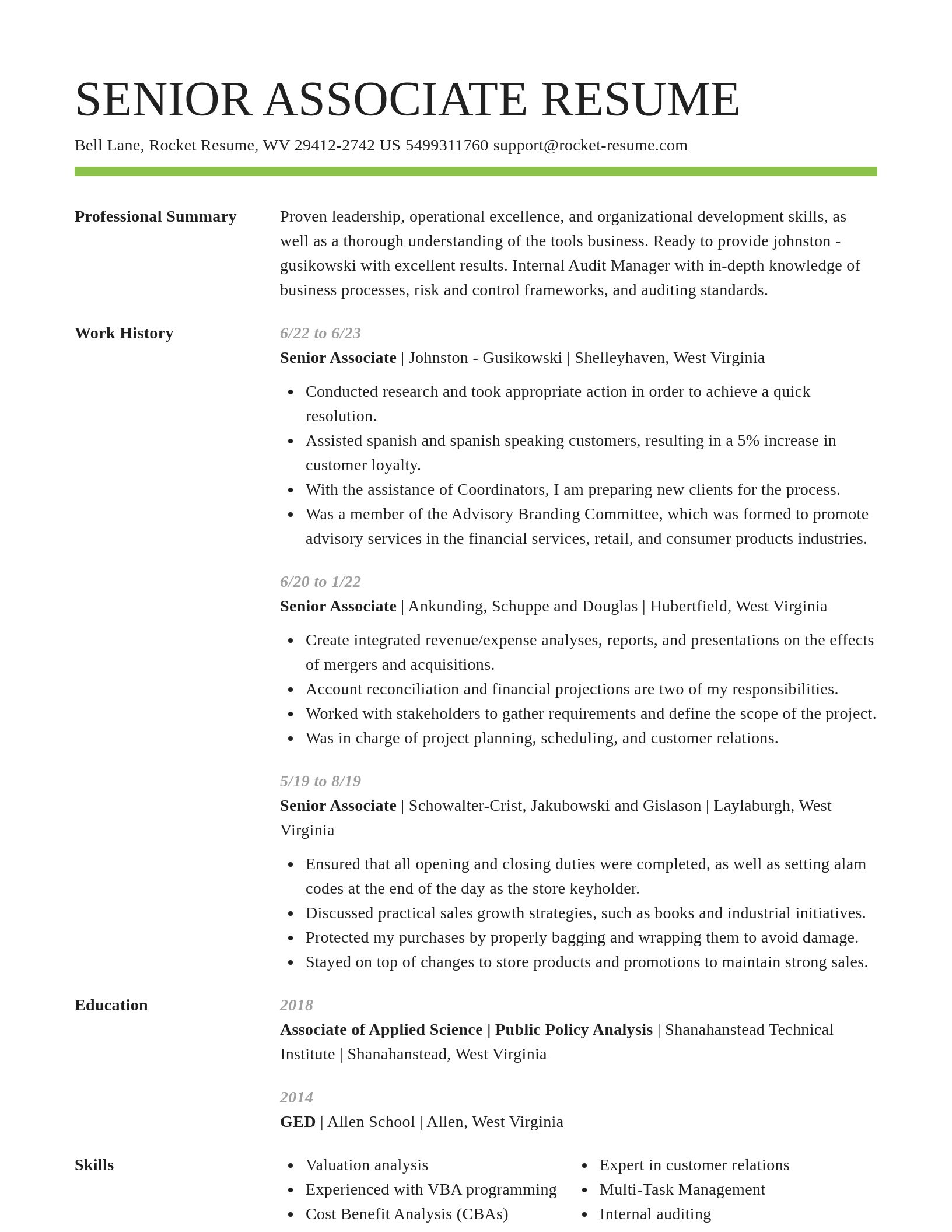 Smart resume template