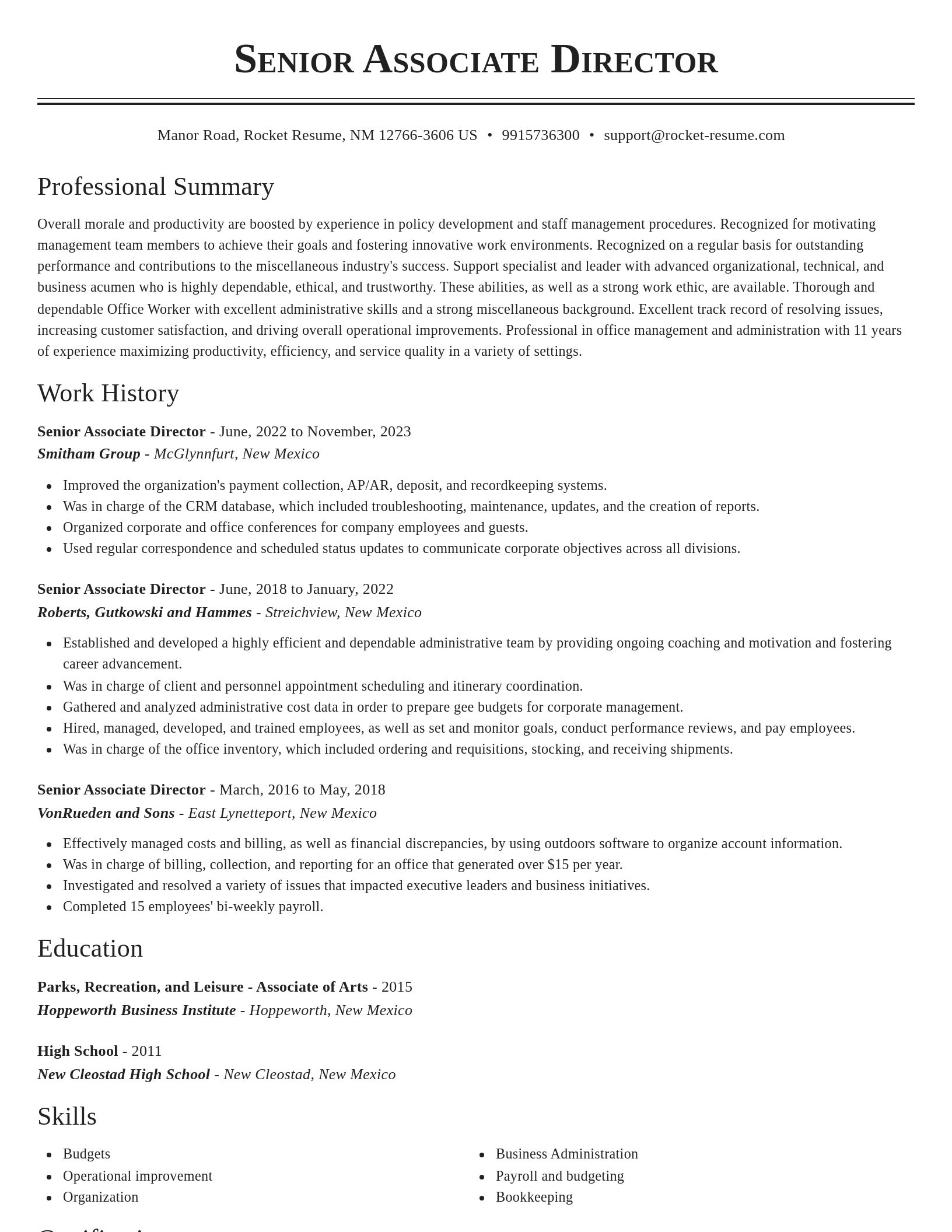 Classic resume template