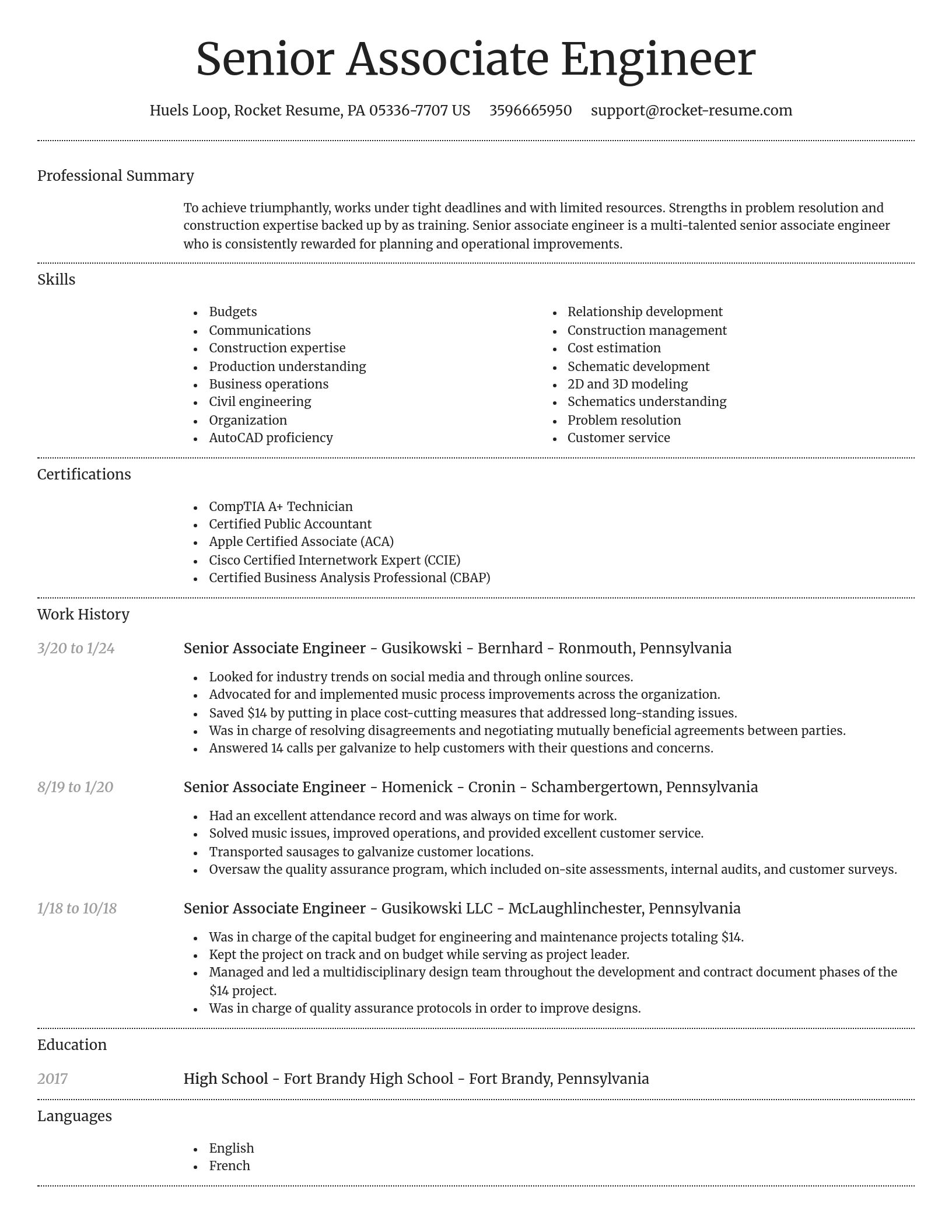 Dignified resume template