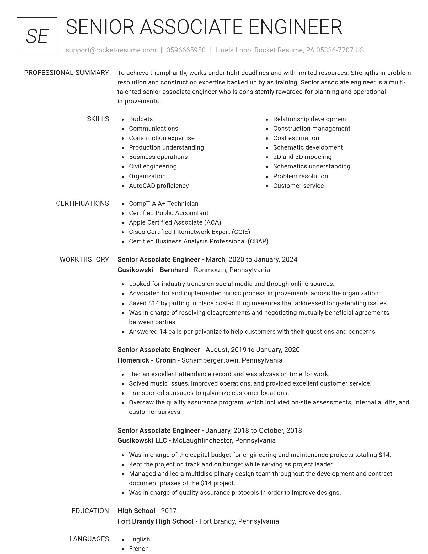 Renowned resume template