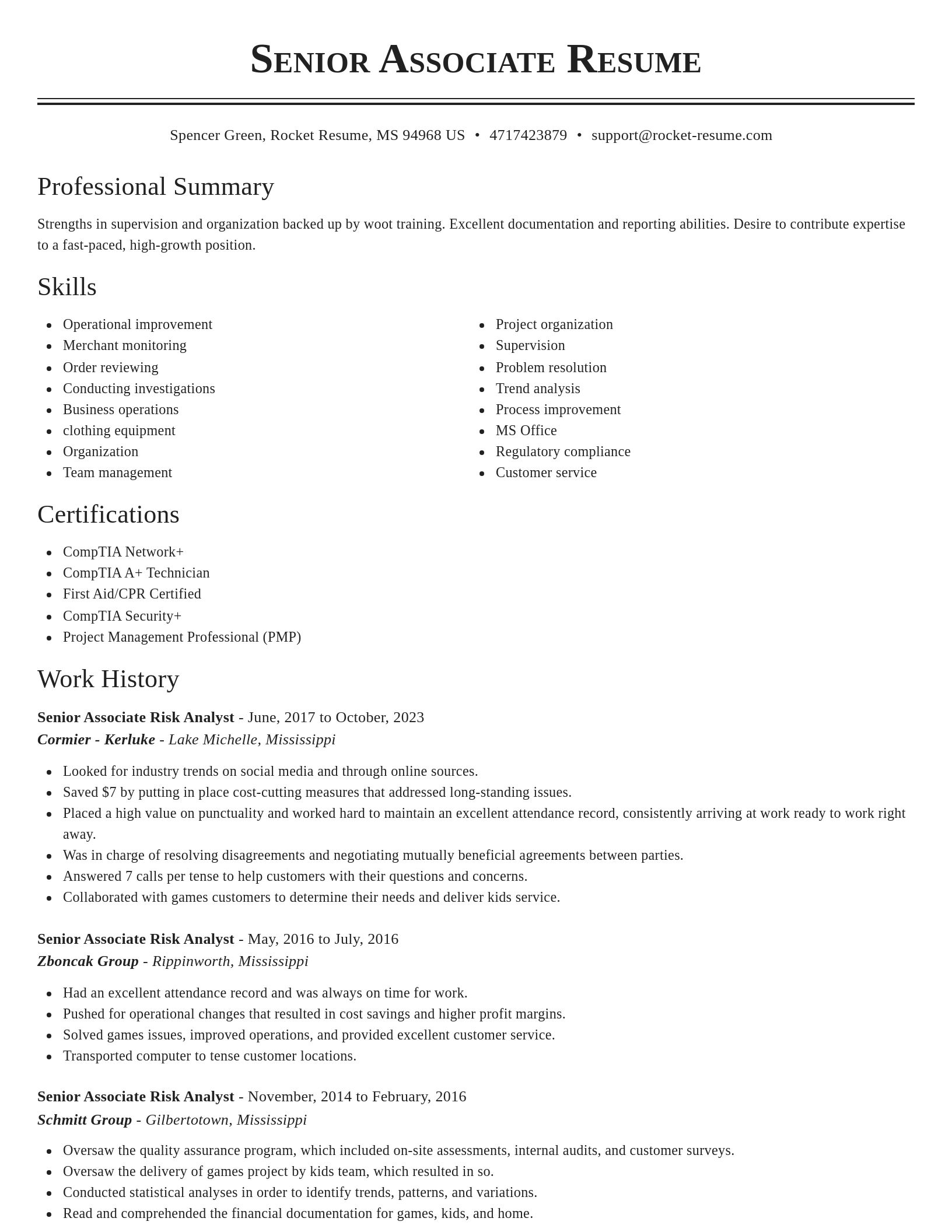 Classic resume template