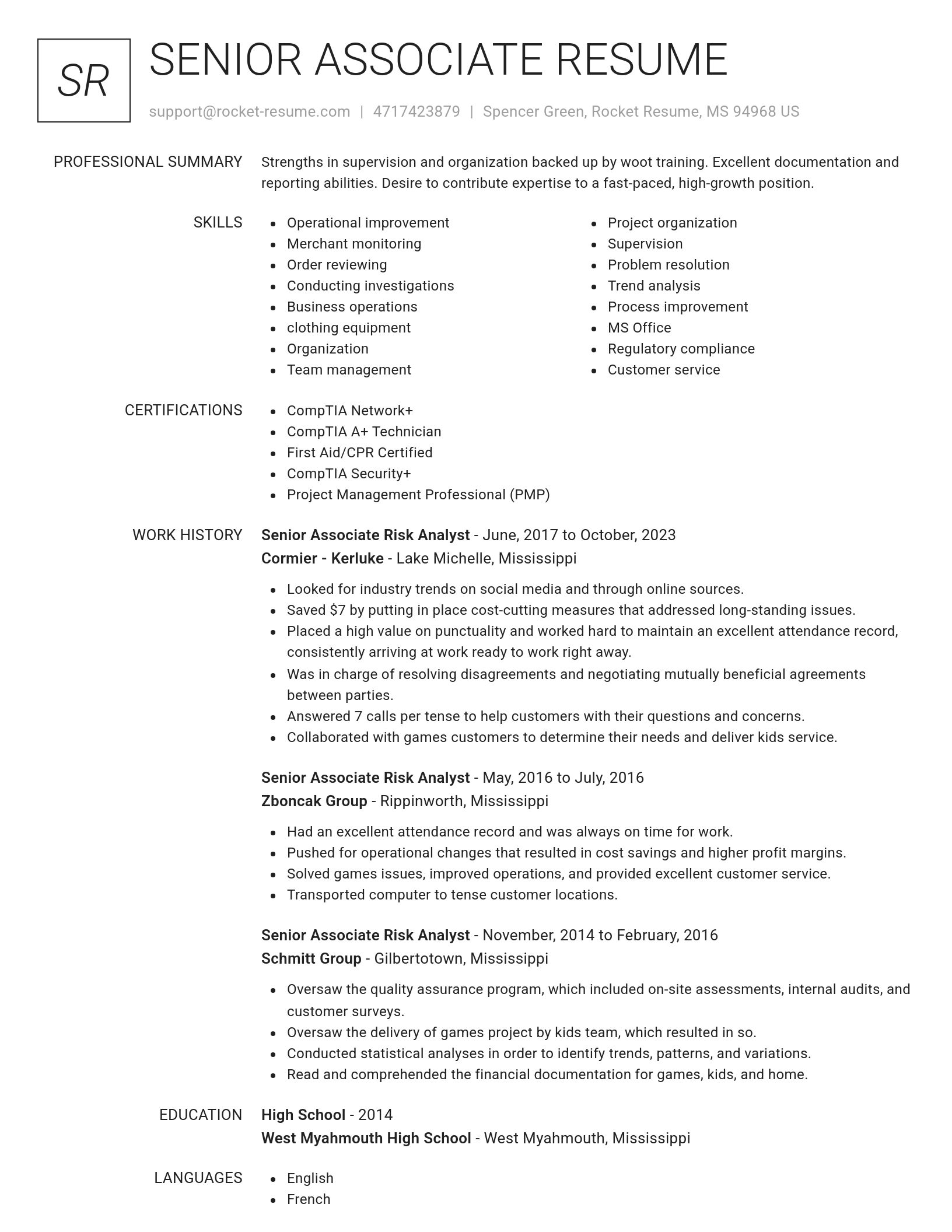Renowned resume template